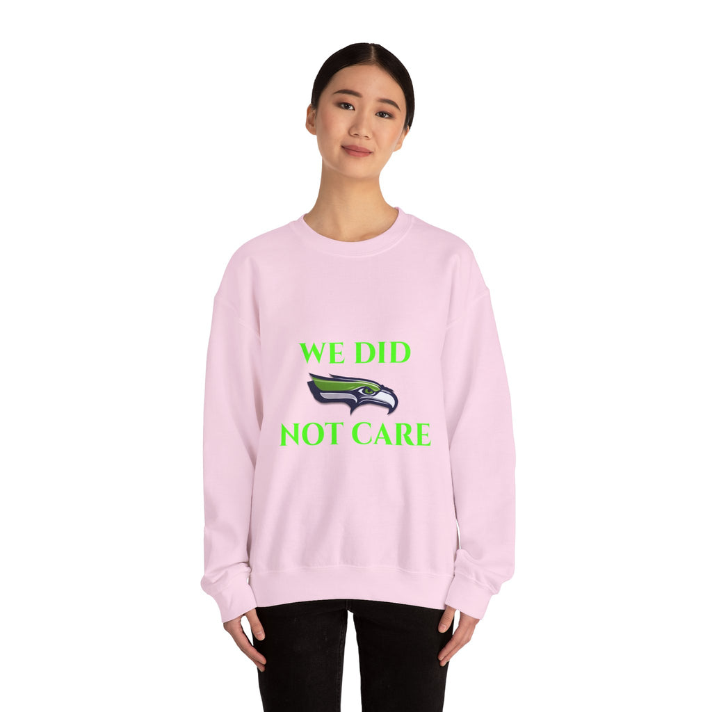 Crewneck Sweatshirt — "We Don't Care" Seahawks-Inspired Graphic