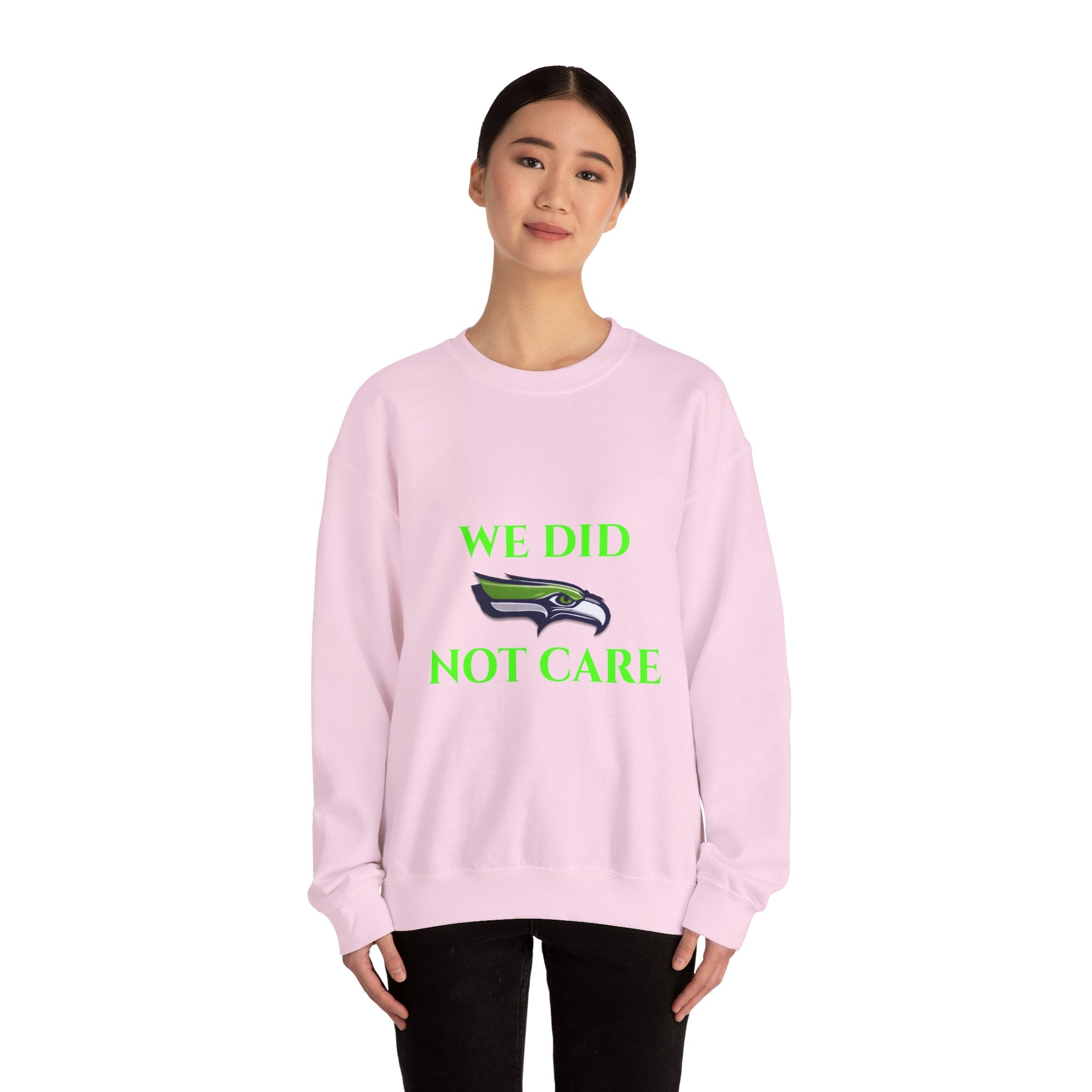 Crewneck Sweatshirt — "We Don't Care" Seahawks-Inspired Graphic