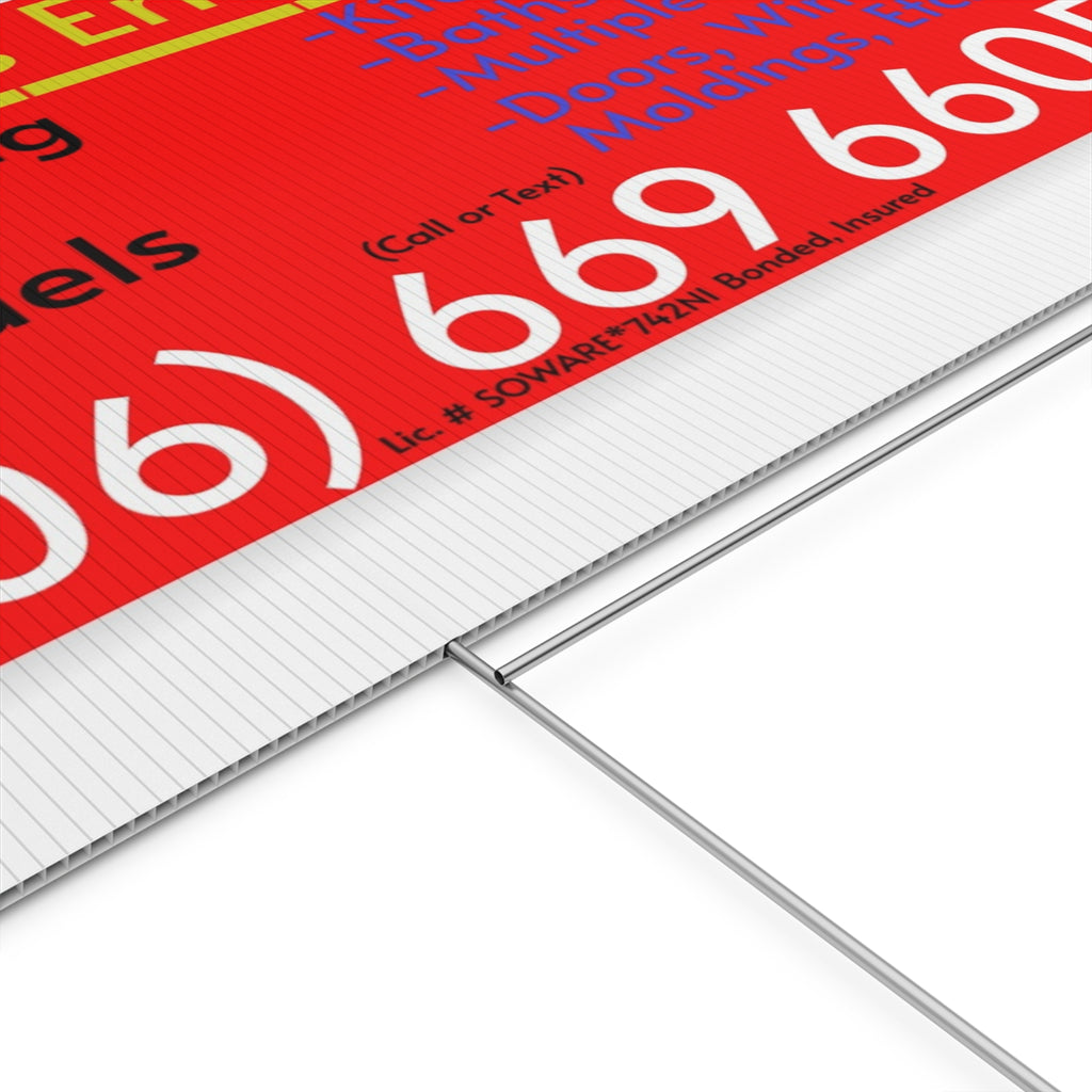 Plastic Yard Sign — Custom Business Real Estate Remodel Lawn Sign with Phone Number