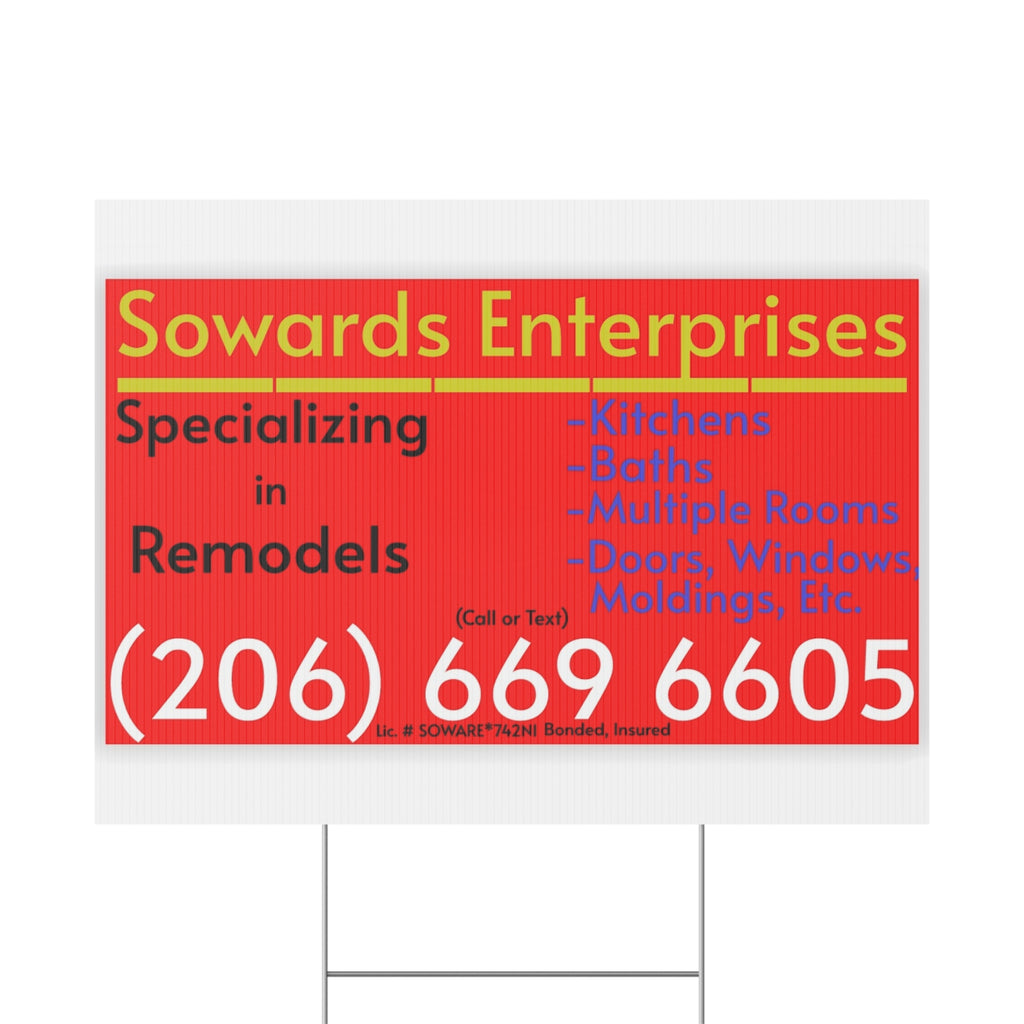 Plastic Yard Sign — Custom Business Real Estate Remodel Lawn Sign with Phone Number