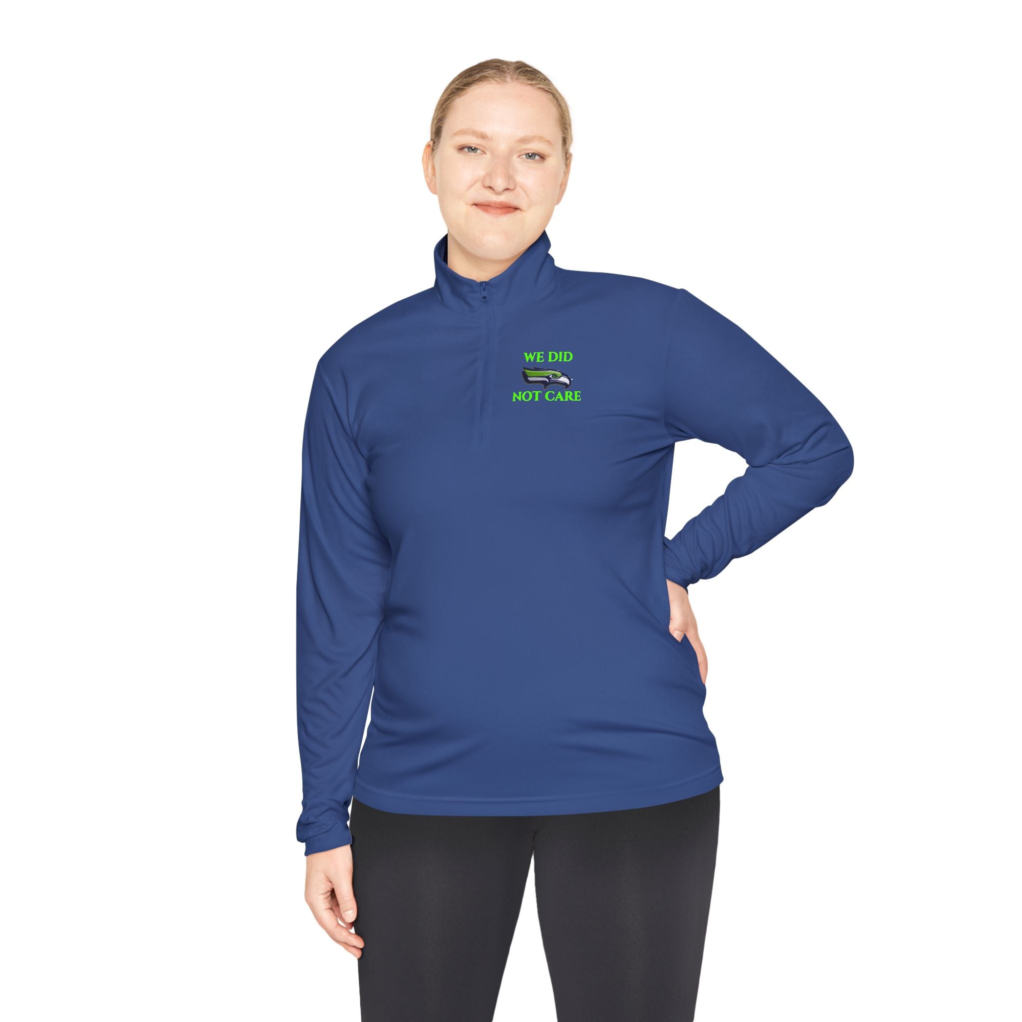 Quarter-Zip Pullover — 'We're Lovin' Life' Green Camper Graphic
