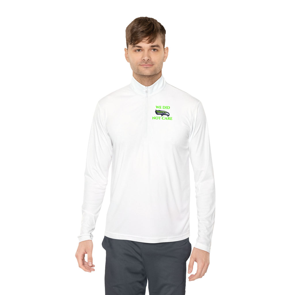 Quarter-Zip Pullover — 'We're Lovin' Life' Green Camper Graphic