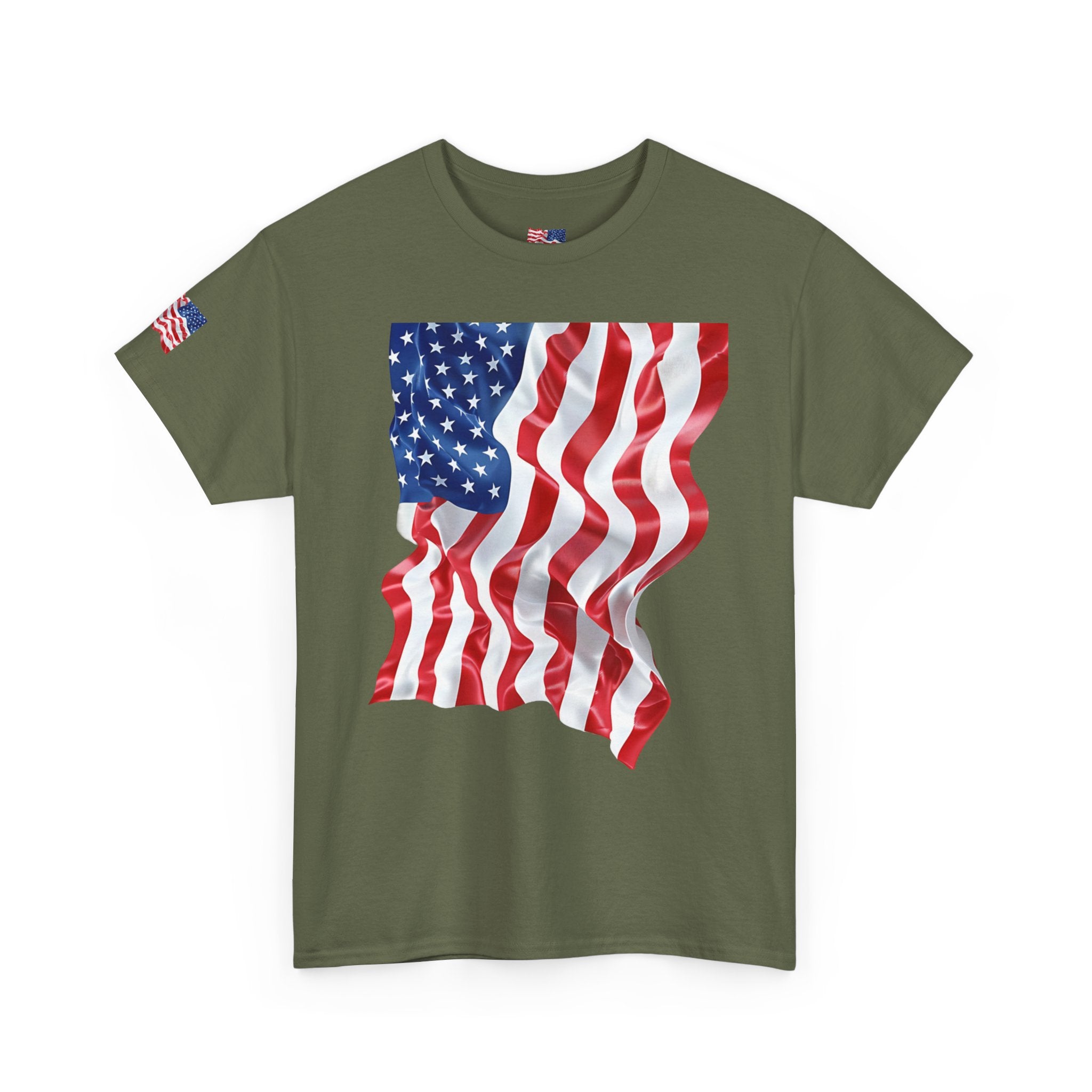 American Flag T-Shirt — Waving USA Graphic Tee (Fourth of July, Memorial Day)