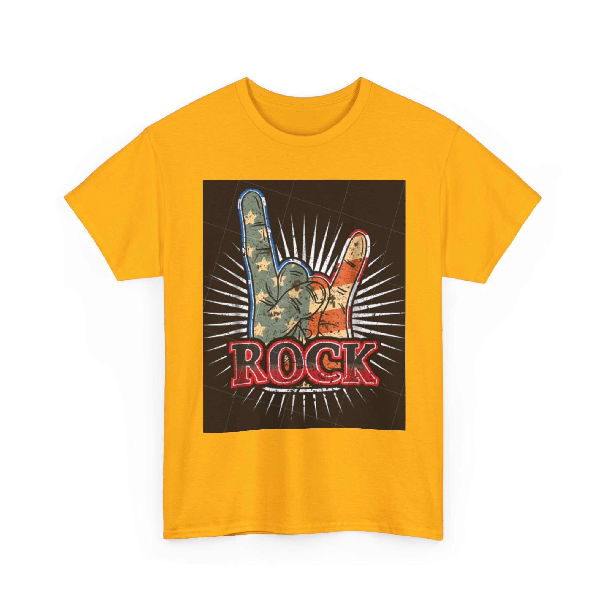 Rock Hand Graphic Tee — Vintage American Flag Rock'n'Roll T-Shirt