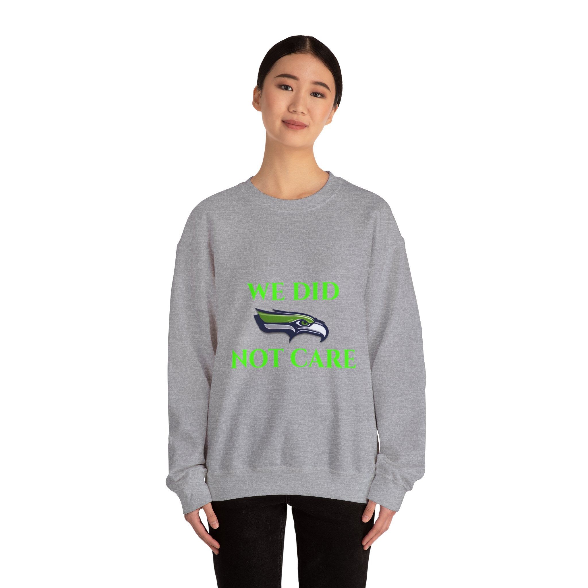 Crewneck Sweatshirt — "We Don't Care" Seahawks-Inspired Graphic