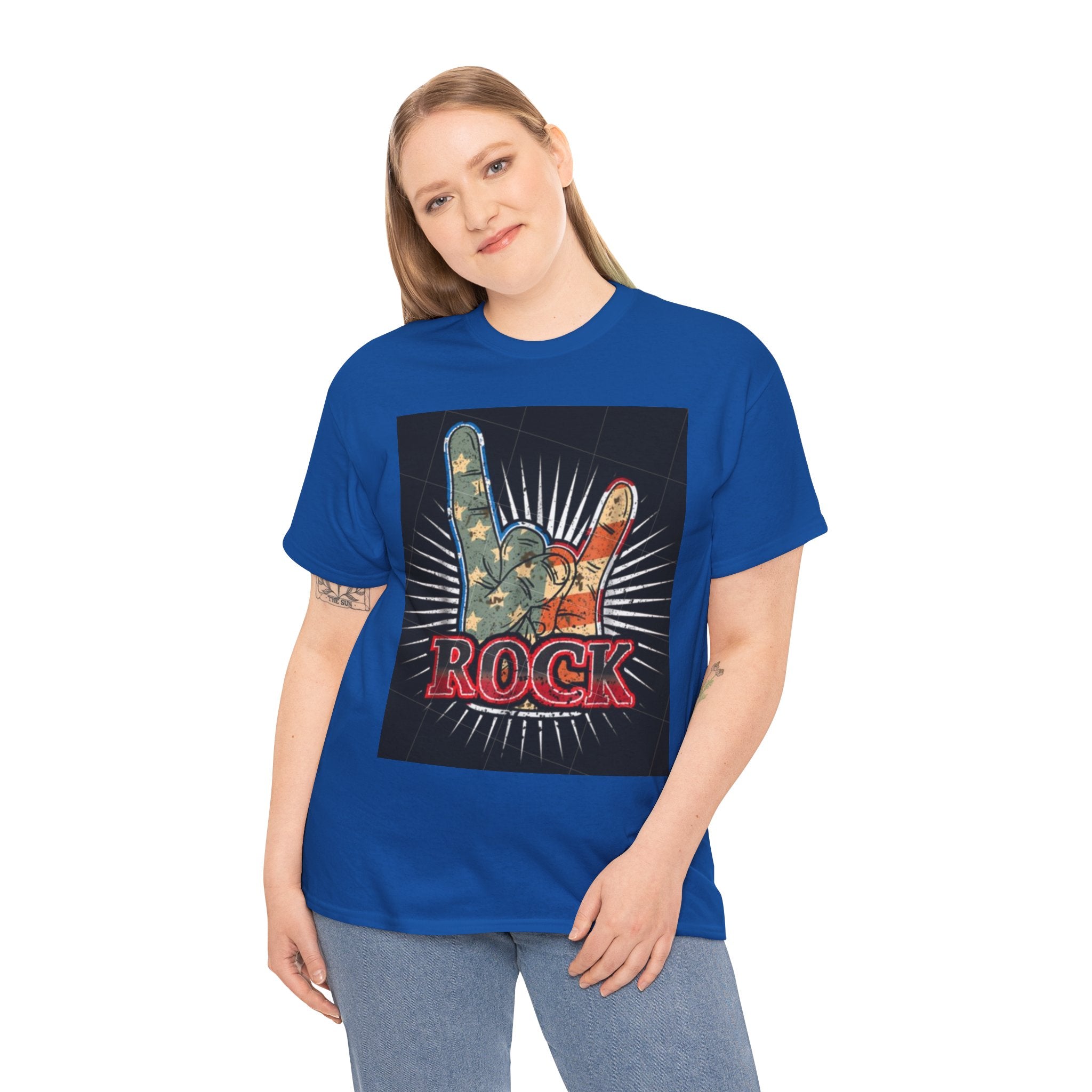 Rock Hand Graphic Tee — Vintage American Flag Rock'n'Roll T-Shirt
