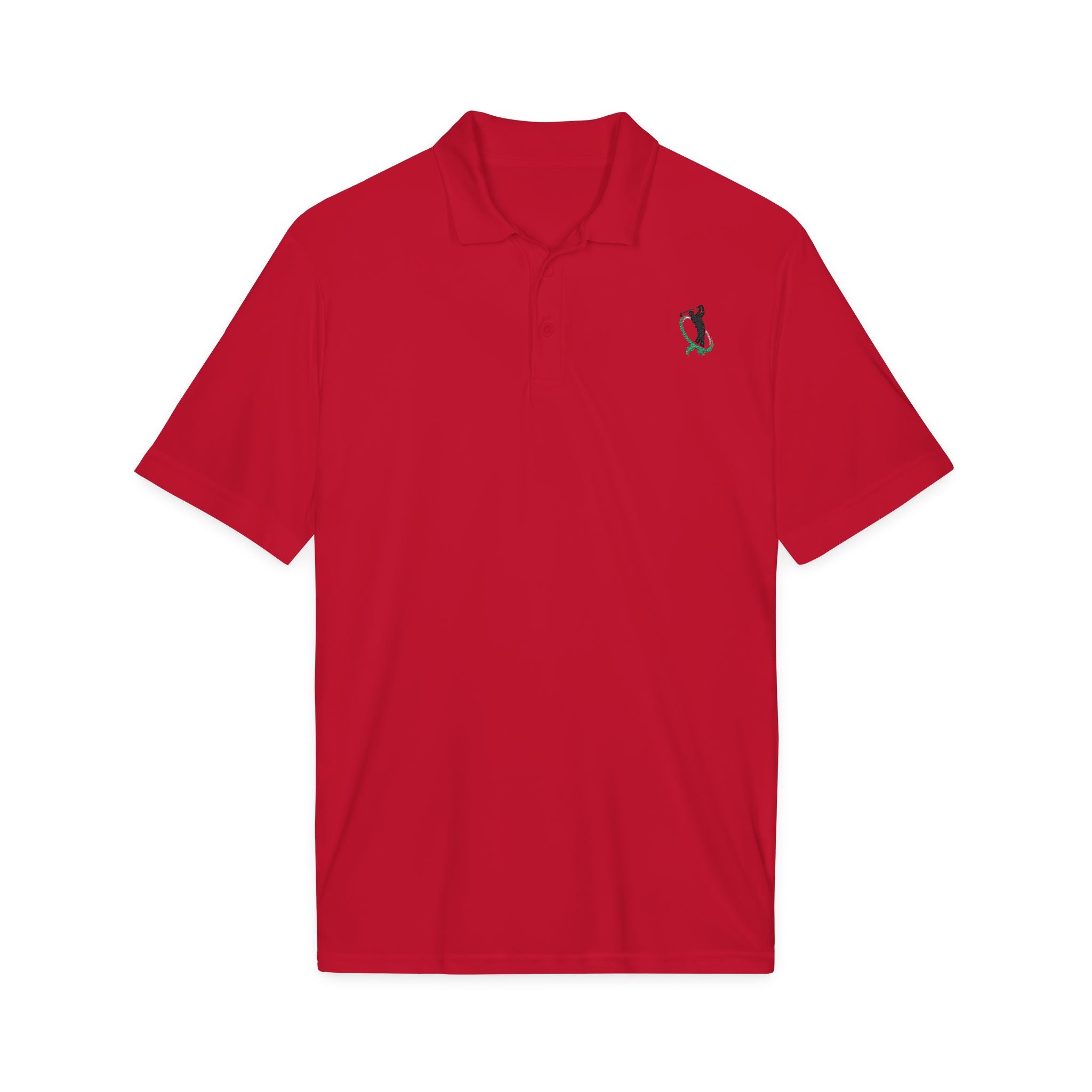 Embroidered Golf Polo Shirt — Small Golfer Logo Performance Polo