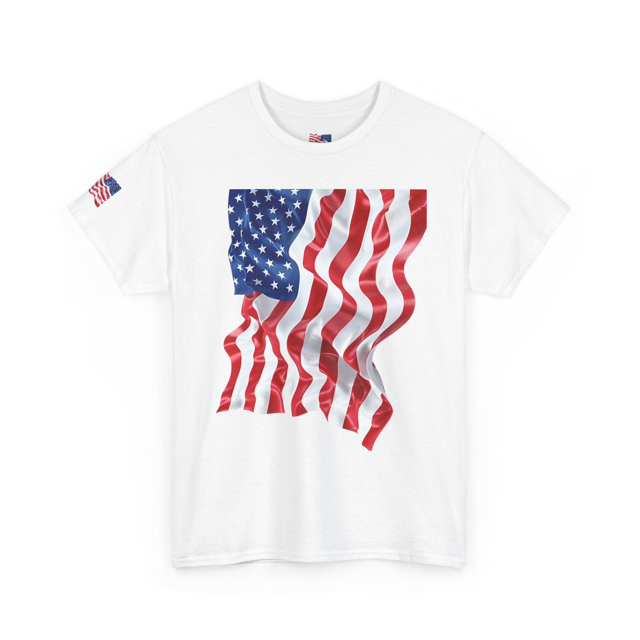 American Flag T-Shirt — Waving USA Graphic Tee (Fourth of July, Memorial Day)
