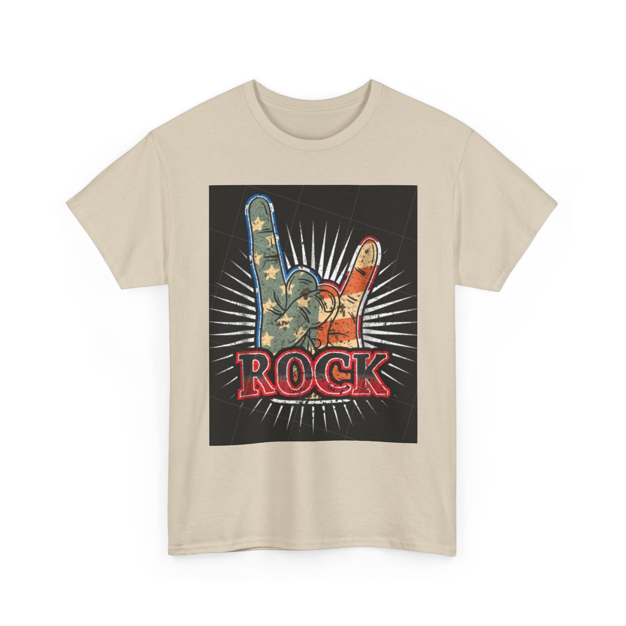 Rock Hand Graphic Tee — Vintage American Flag Rock'n'Roll T-Shirt