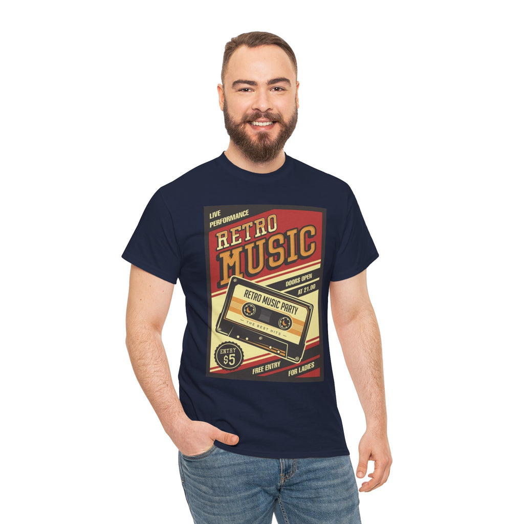 Retro Music Cassette Tee — Vintage 80s Band Poster T-Shirt