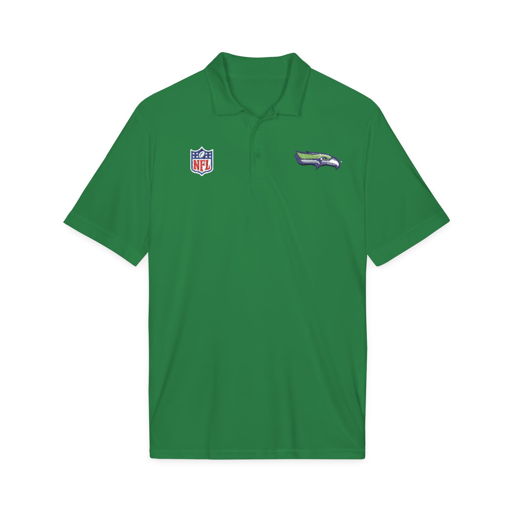 Seahawks Embroidered Polo Shirt — NFL Logo Performance Golf Polo