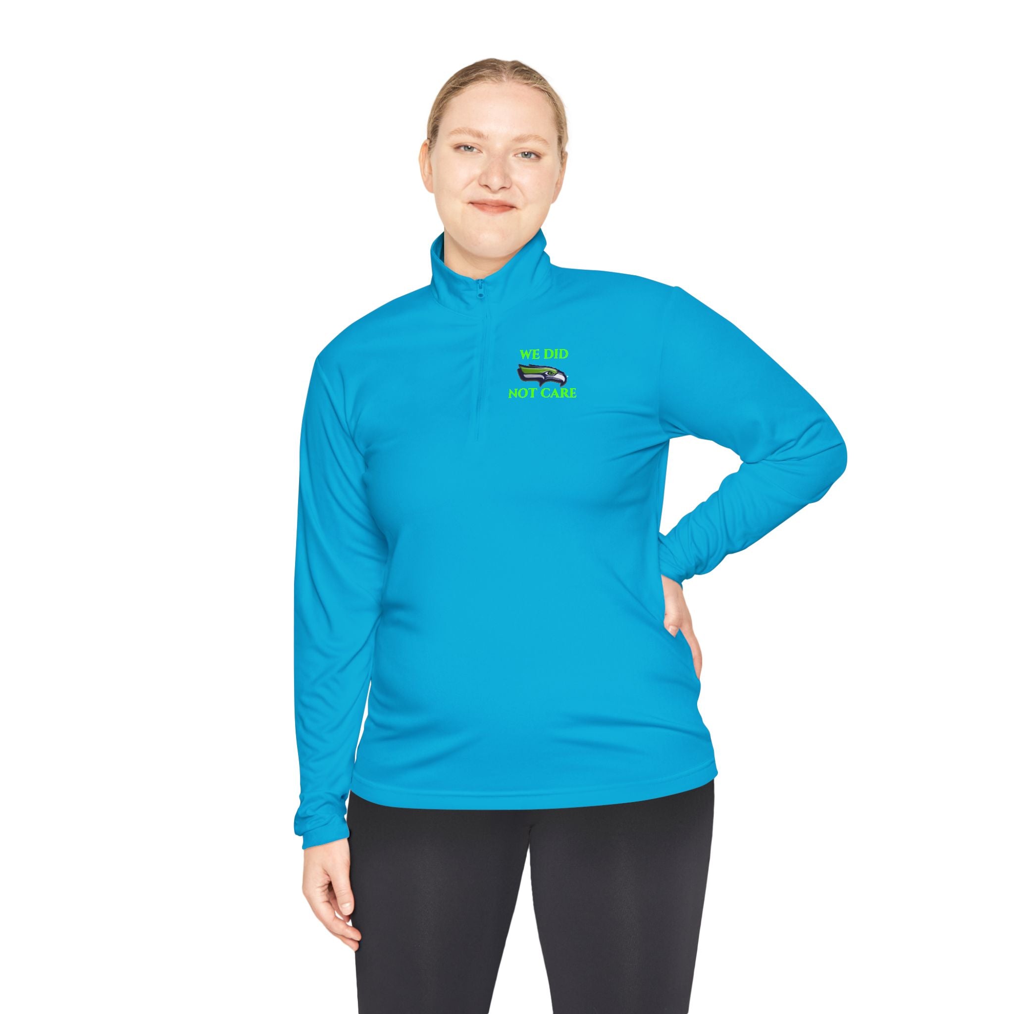 Quarter-Zip Pullover — 'We're Lovin' Life' Green Camper Graphic