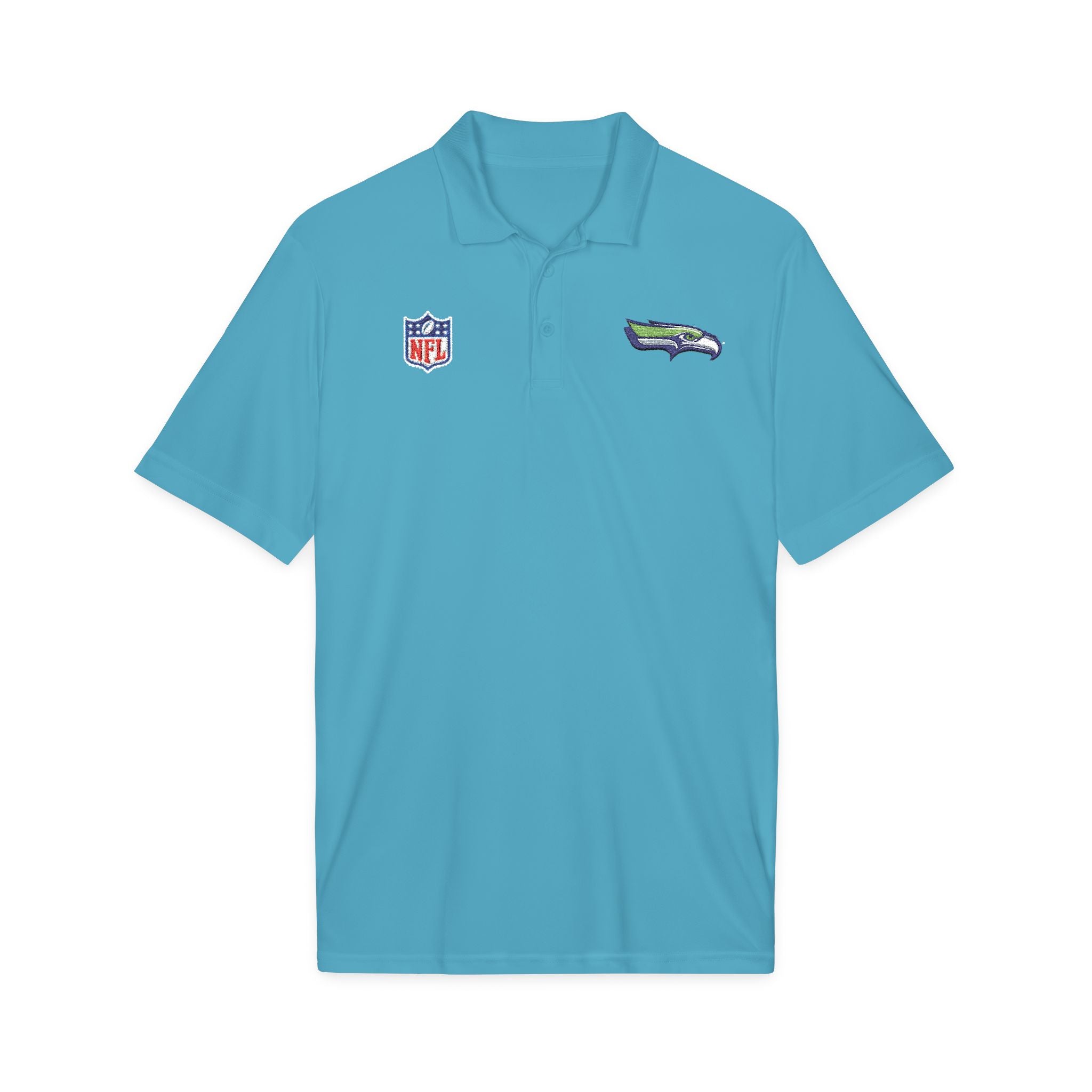 Seahawks Embroidered Polo Shirt — NFL Logo Performance Golf Polo