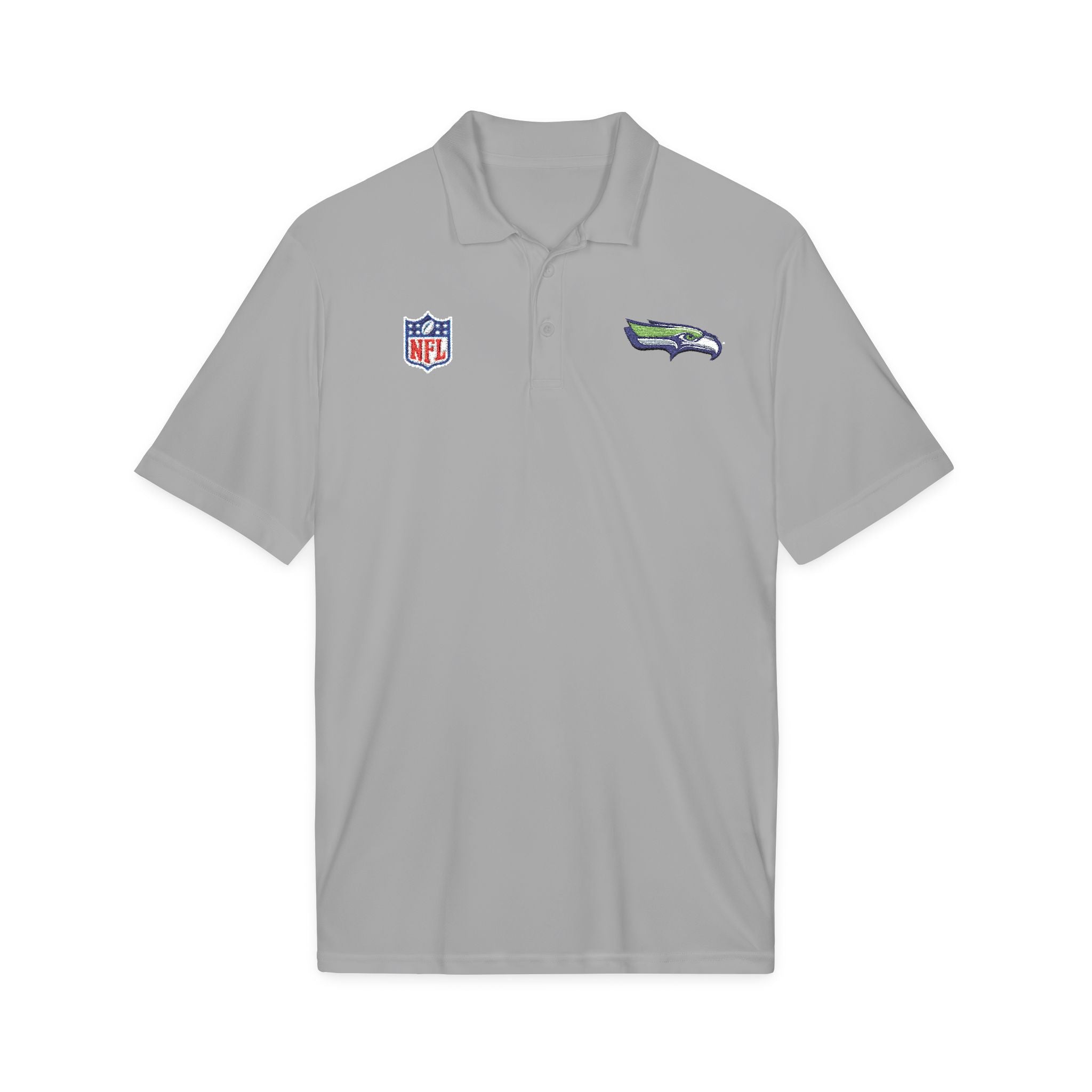 Seahawks Embroidered Polo Shirt — NFL Logo Performance Golf Polo
