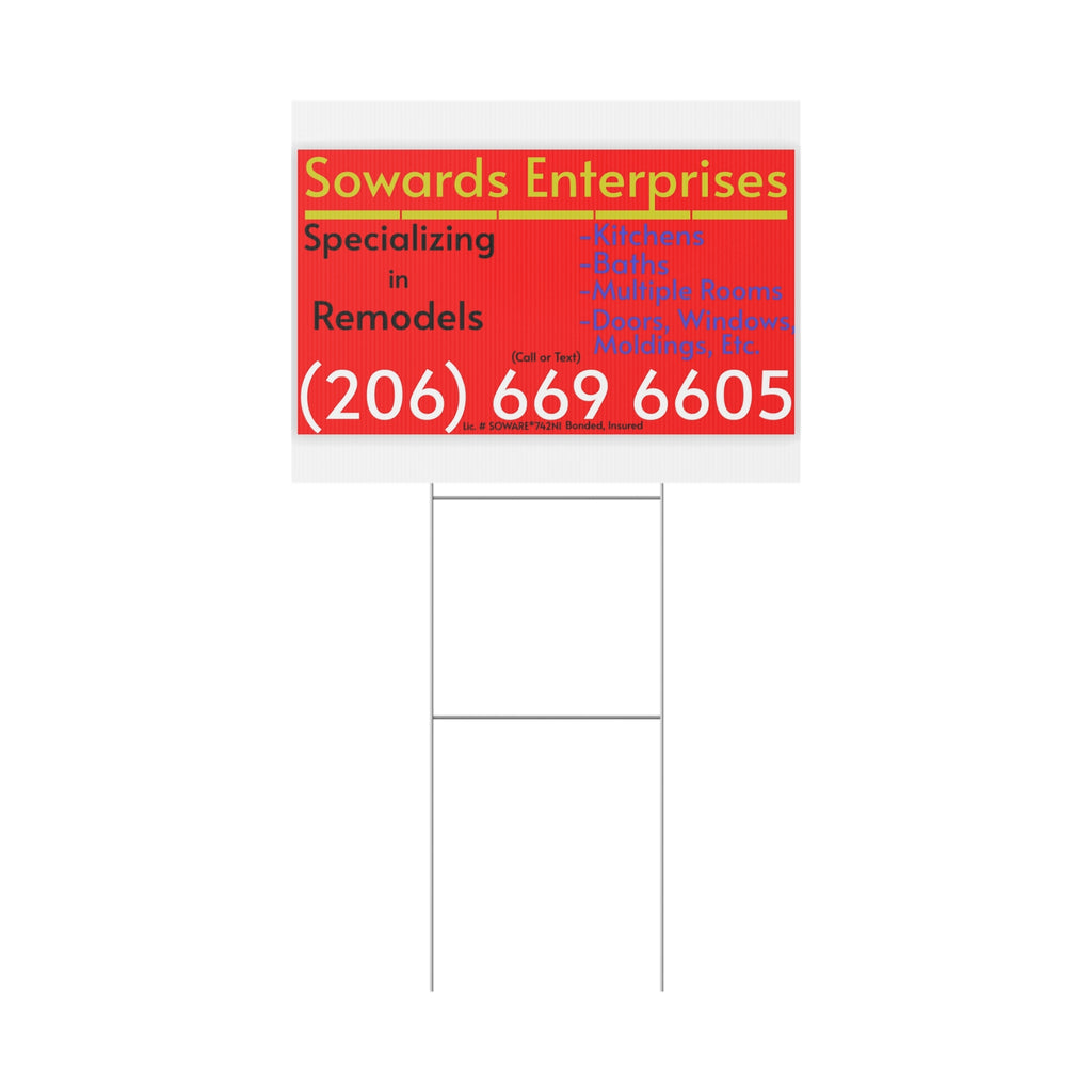 Plastic Yard Sign — Custom Business Real Estate Remodel Lawn Sign with Phone Number