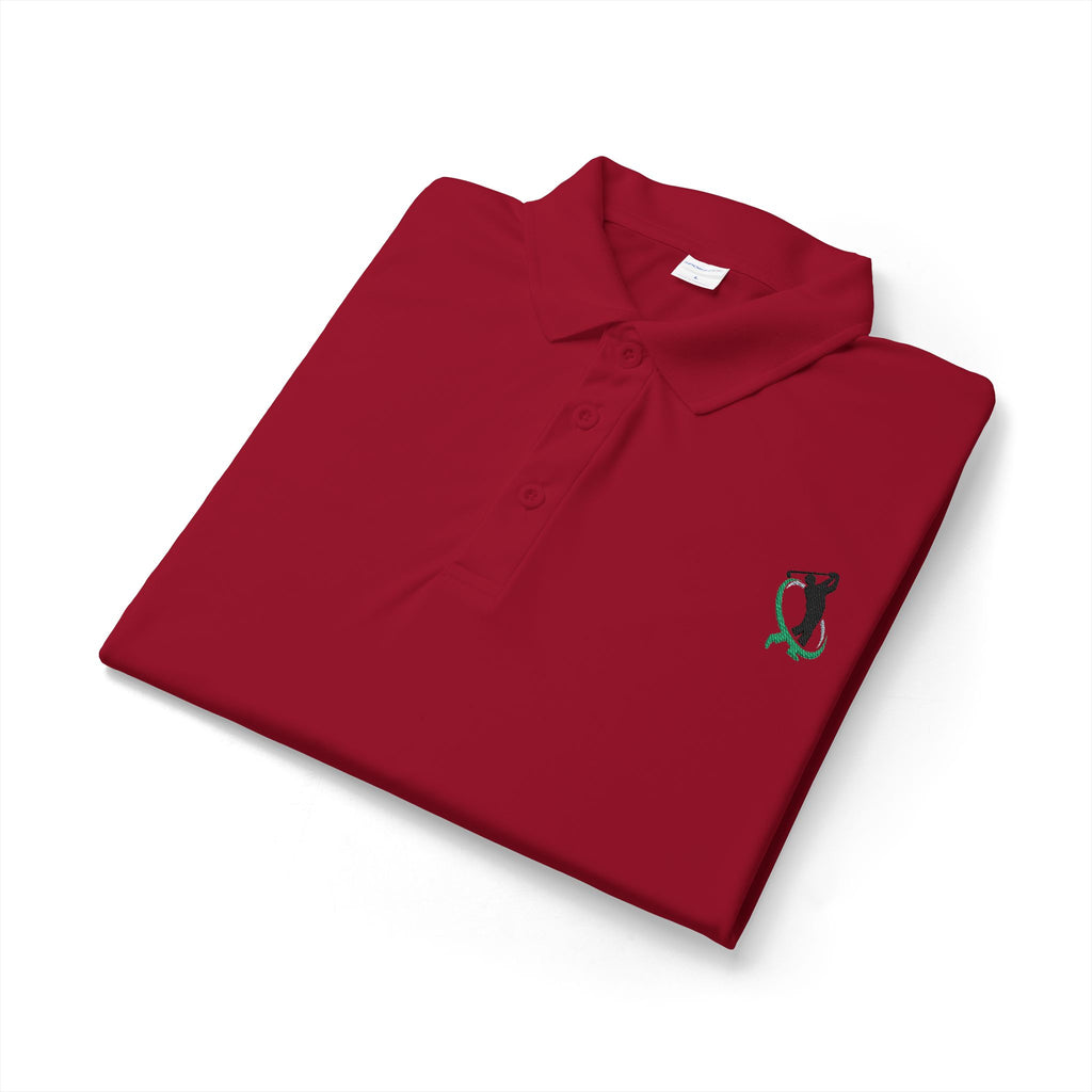 Embroidered Golf Polo Shirt — Small Golfer Logo Performance Polo