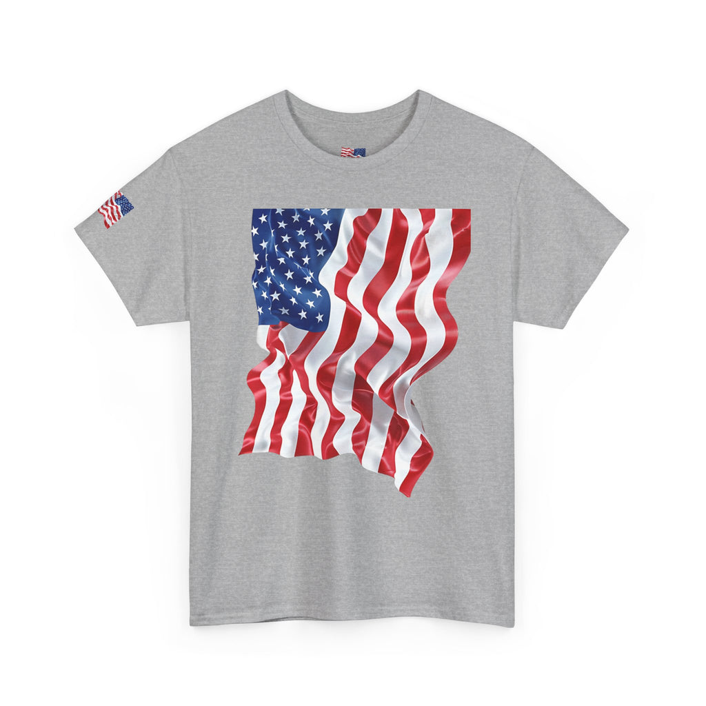 American Flag T-Shirt — Waving USA Graphic Tee (Fourth of July, Memorial Day)