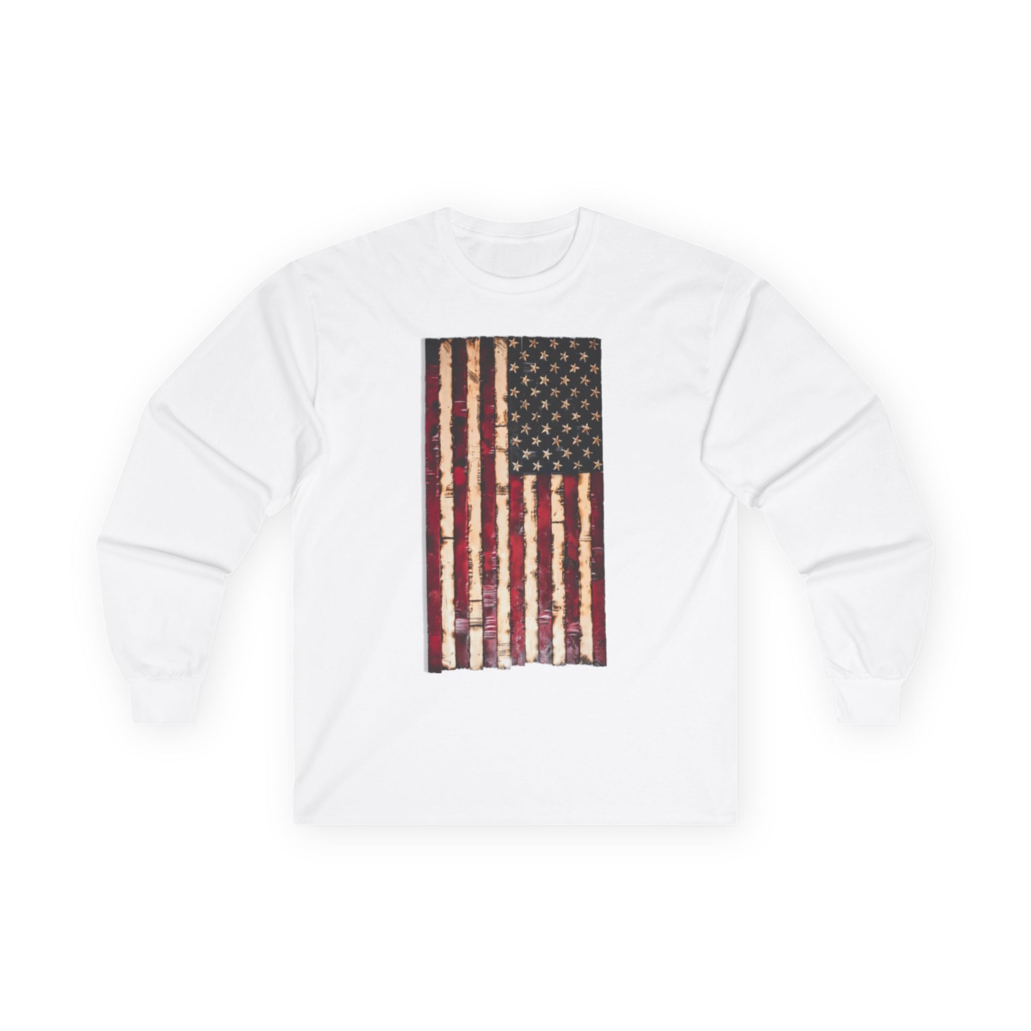 Distressed American Flag Long Sleeve Tee