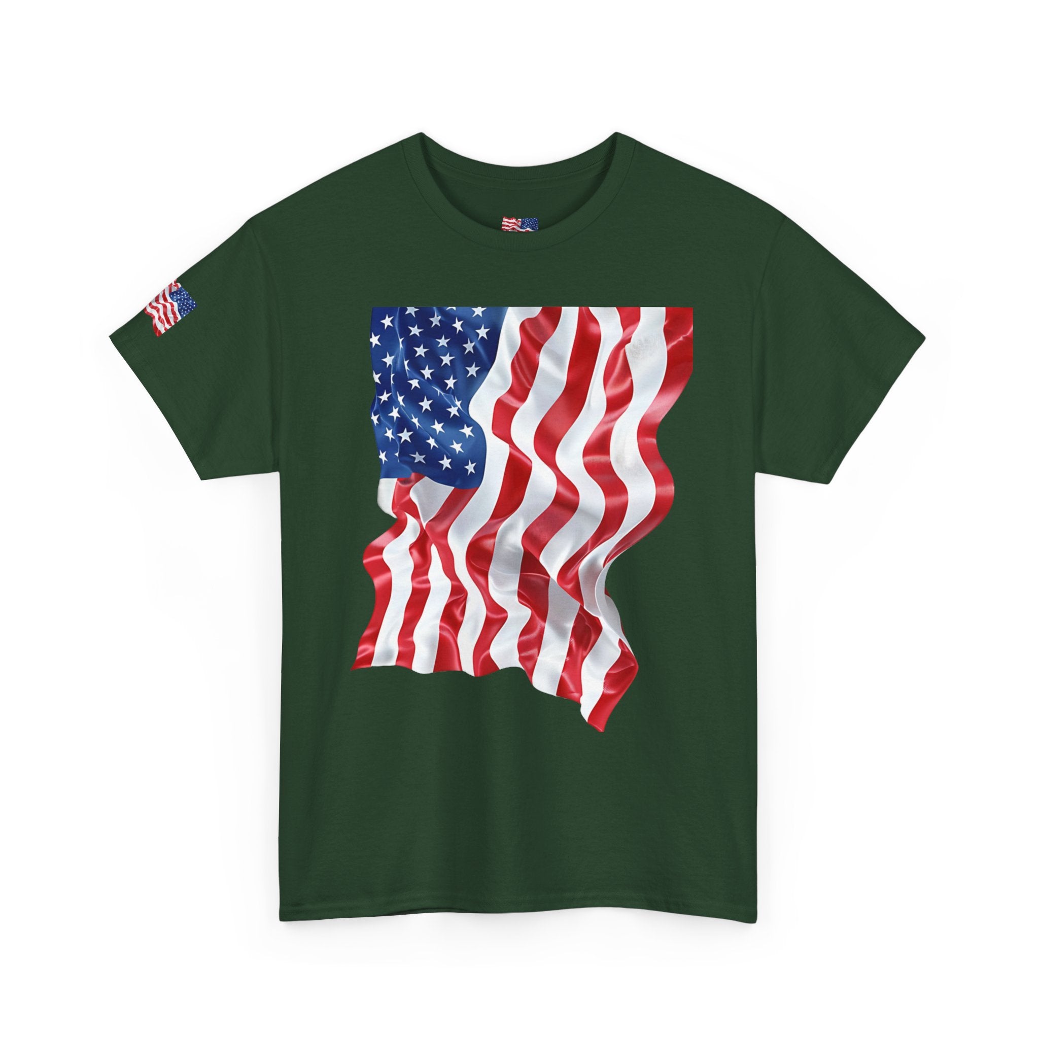 American Flag T-Shirt — Waving USA Graphic Tee (Fourth of July, Memorial Day)