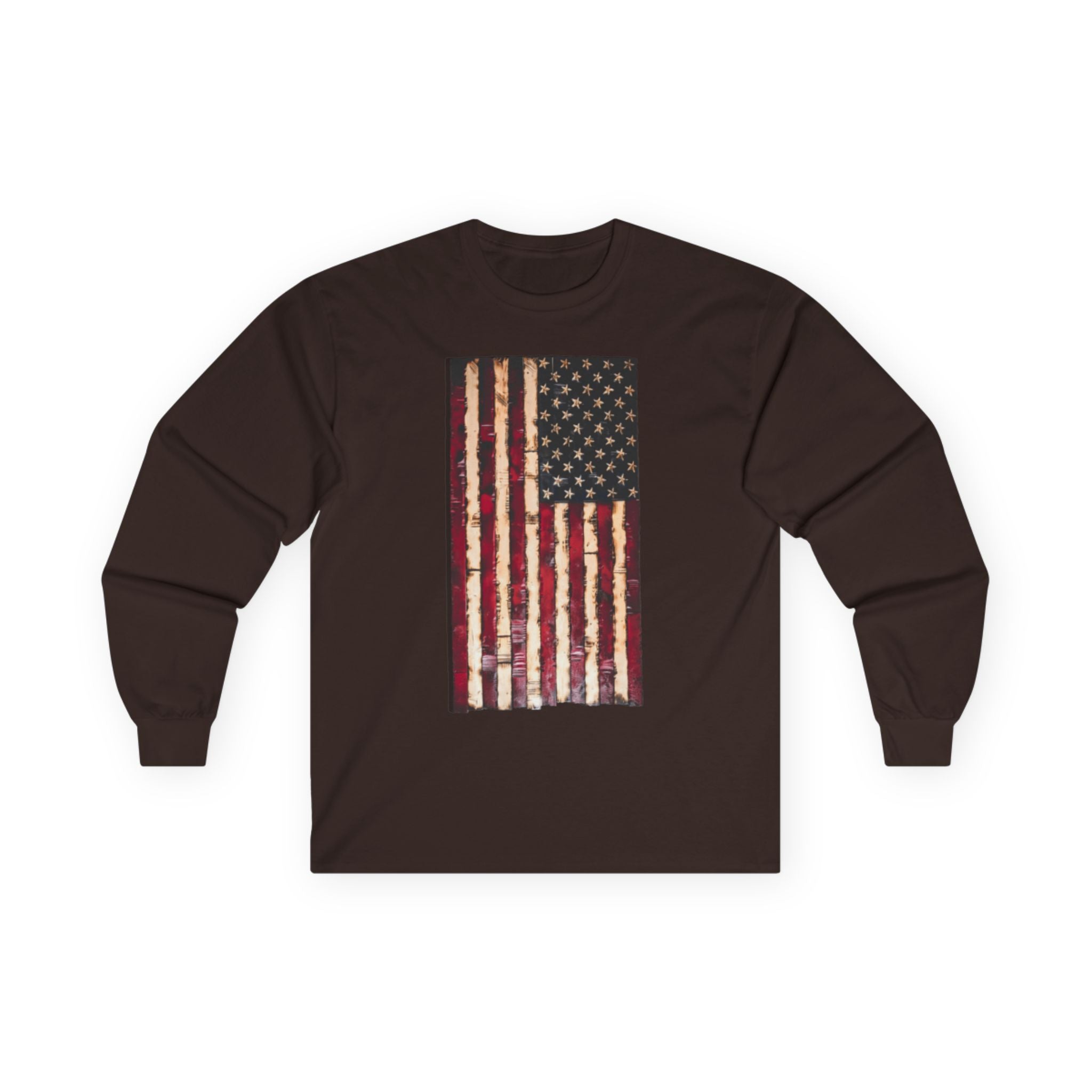 Distressed American Flag Long Sleeve Tee