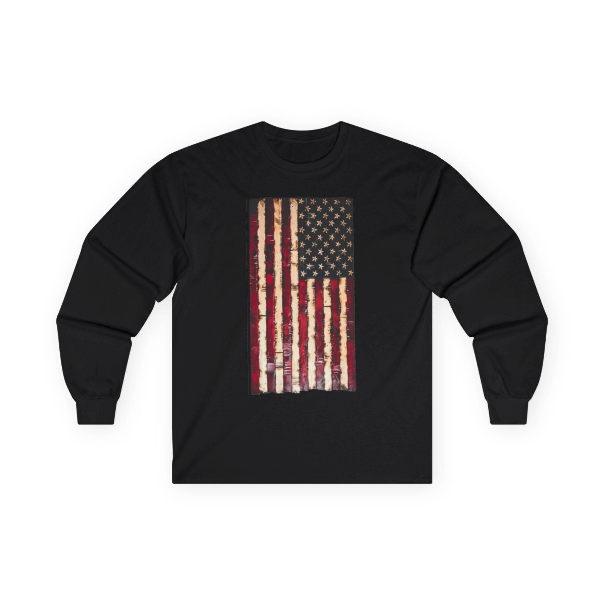 Distressed American Flag Long Sleeve Tee