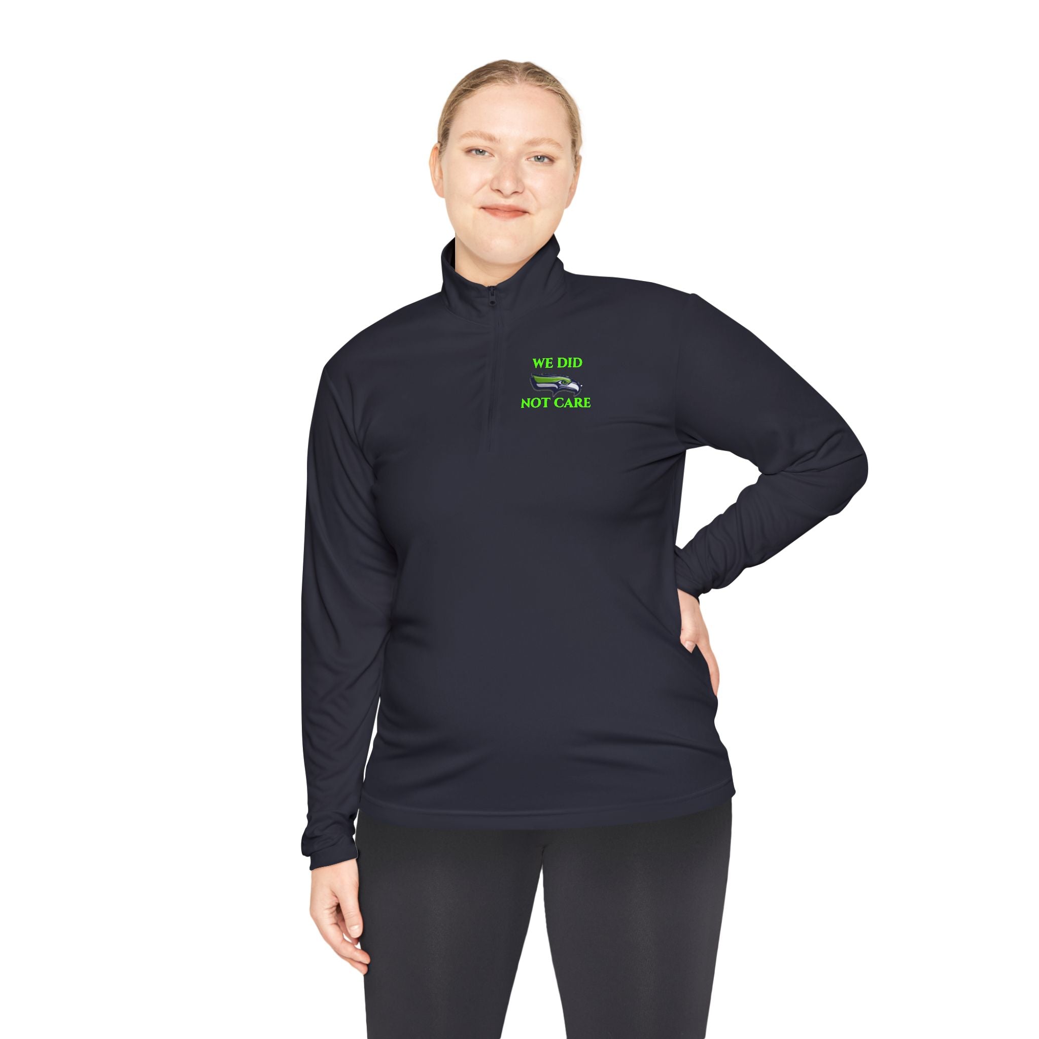 Quarter-Zip Pullover — 'We're Lovin' Life' Green Camper Graphic