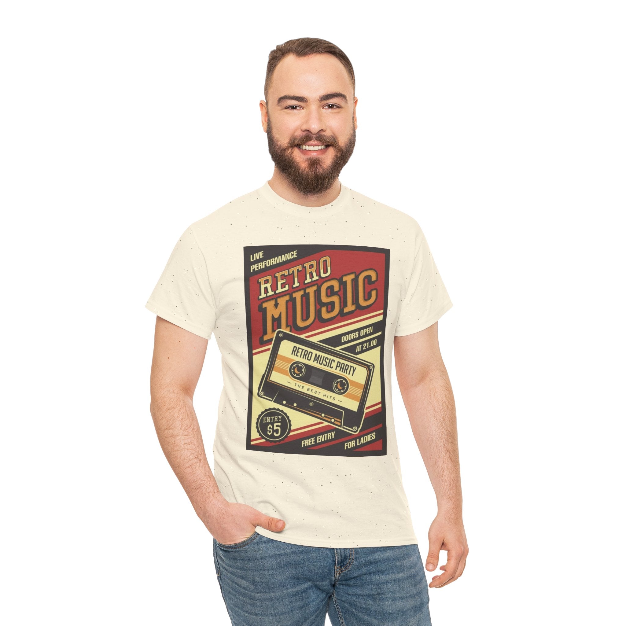 Retro Music Cassette Tee — Vintage 80s Band Poster T-Shirt