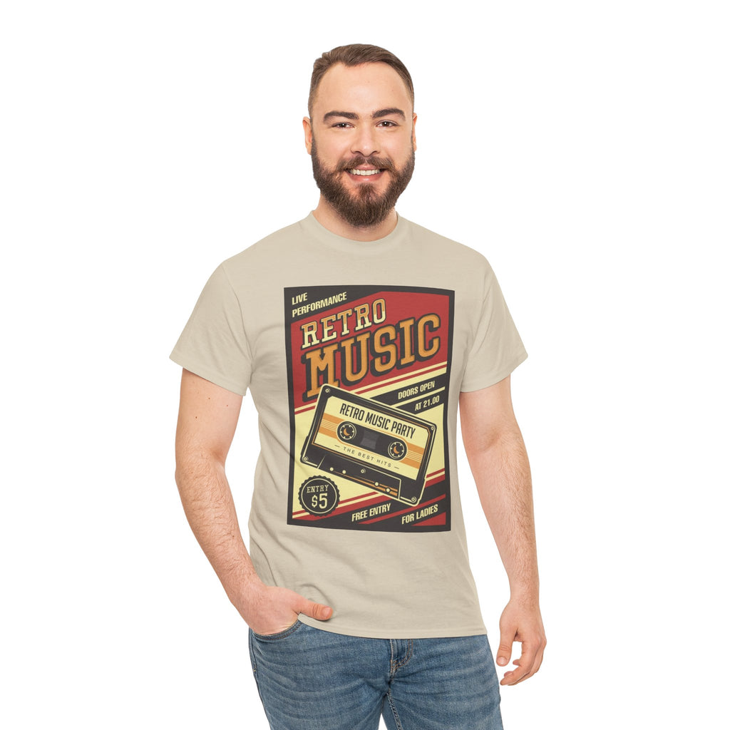 Retro Music Cassette Tee — Vintage 80s Band Poster T-Shirt
