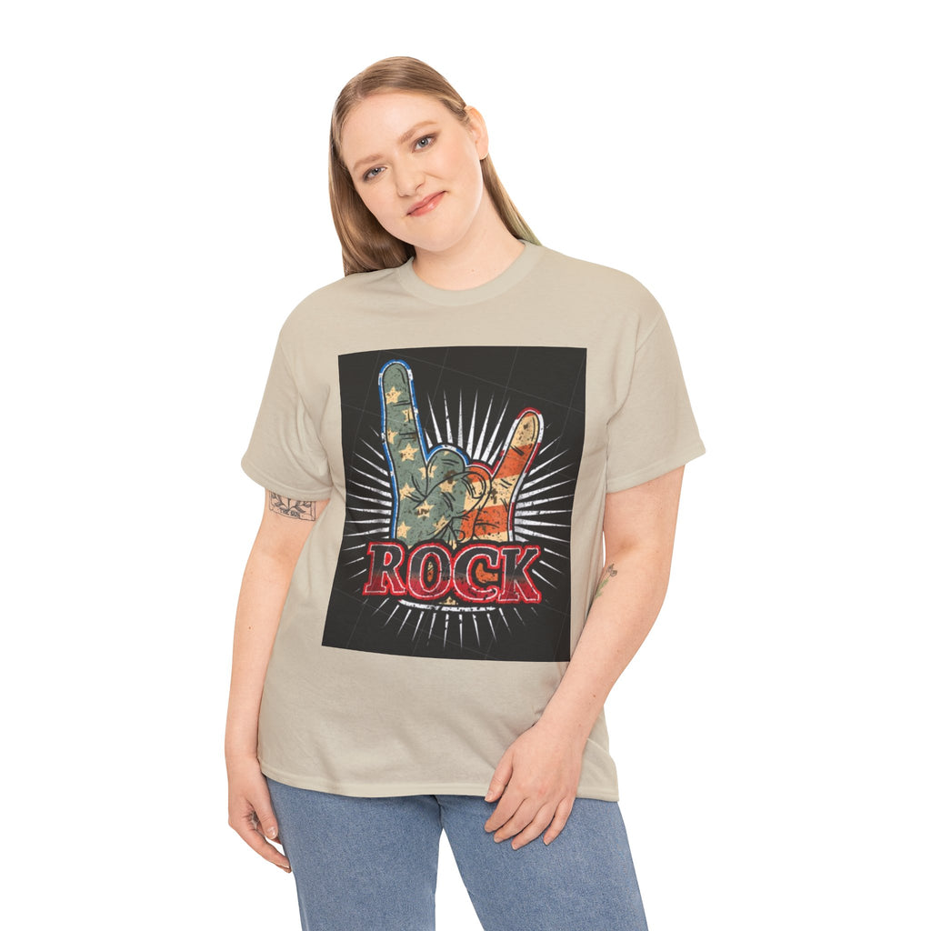 Rock Hand Graphic Tee — Vintage American Flag Rock'n'Roll T-Shirt