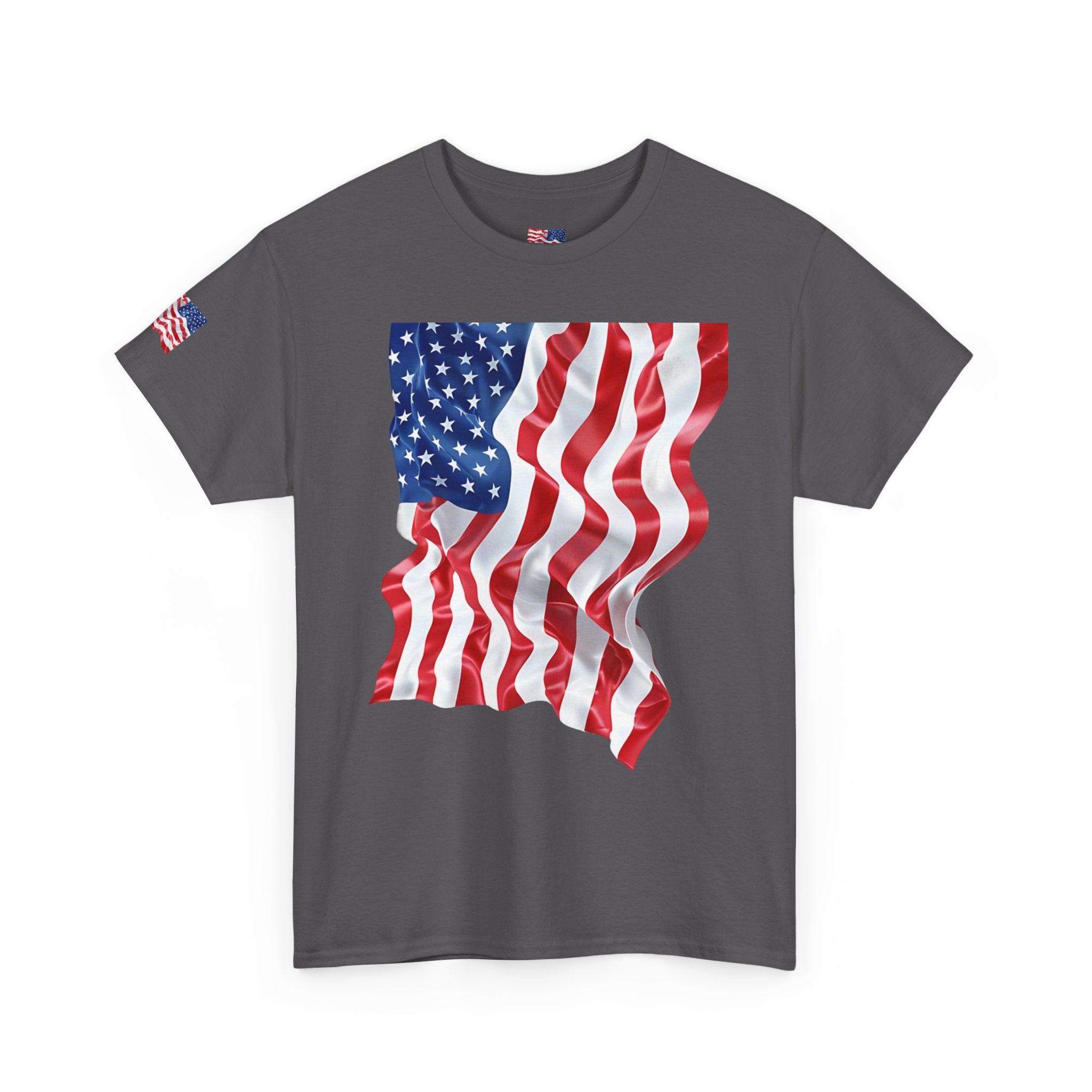 American Flag T-Shirt — Waving USA Graphic Tee (Fourth of July, Memorial Day)