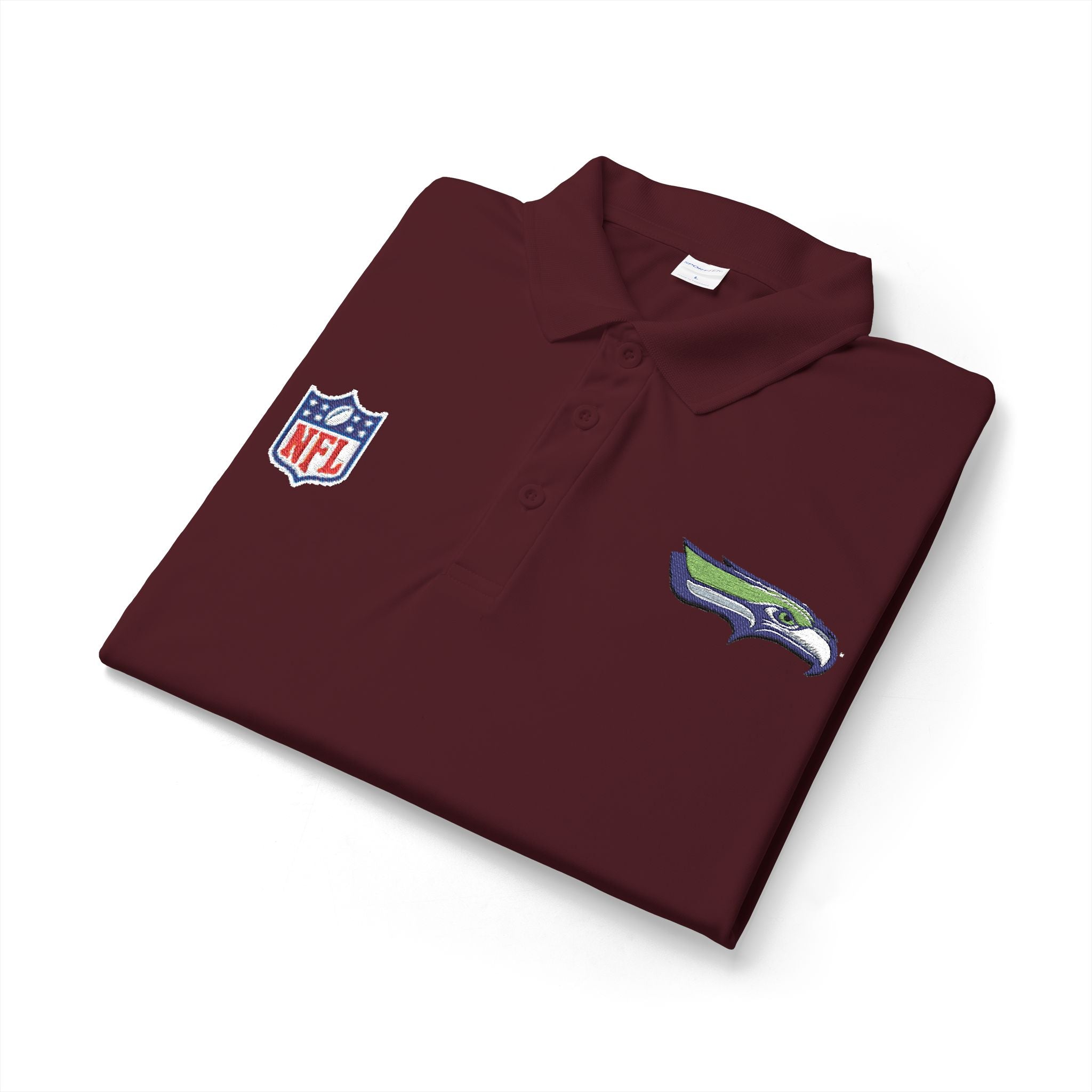 Seahawks Embroidered Polo Shirt — NFL Logo Performance Golf Polo