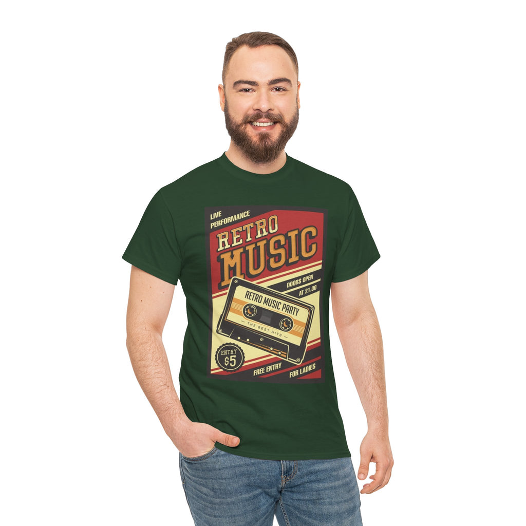 Retro Music Cassette Tee — Vintage 80s Band Poster T-Shirt