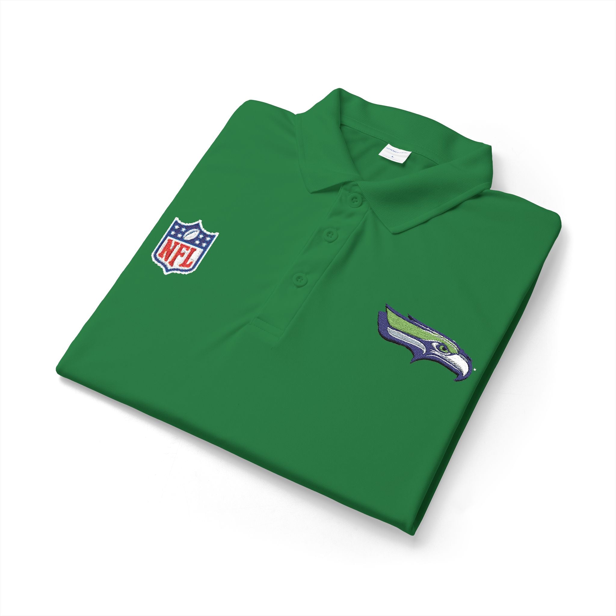 Seahawks Embroidered Polo Shirt — NFL Logo Performance Golf Polo