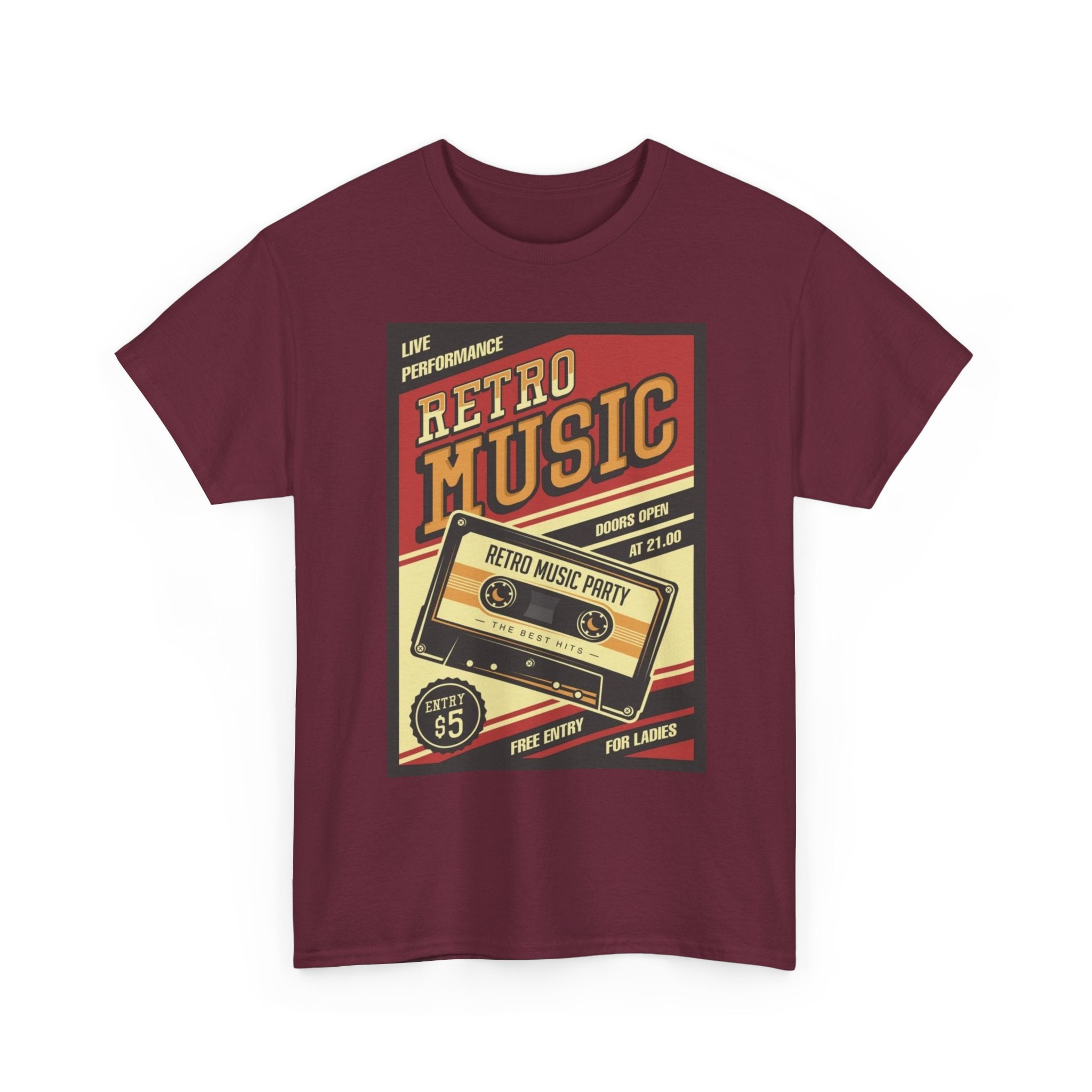 Retro Music Cassette Tee — Vintage 80s Band Poster T-Shirt