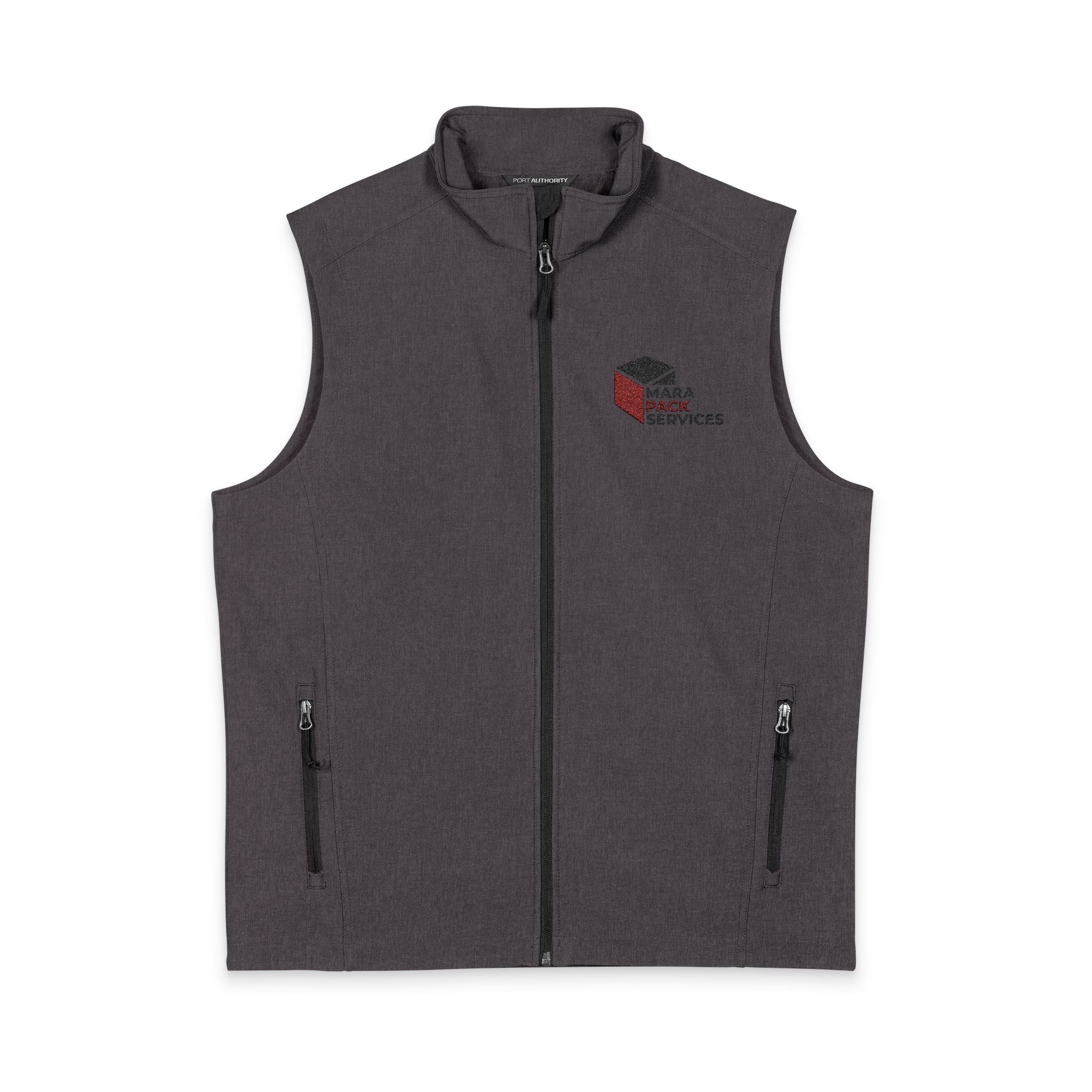 Men's Soft Shell Vest – Subtle Red Rose Emblem, Weather-Resistant Performance