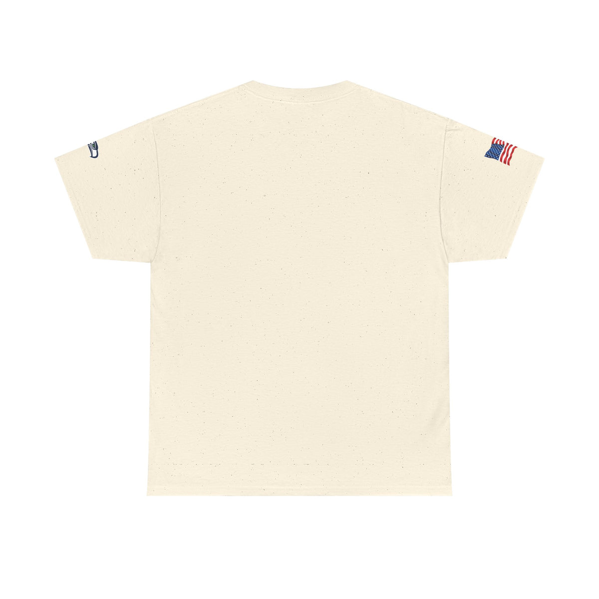 Suzuki Logo White Tee — Small Chest Emblem with American Flag Sleeve