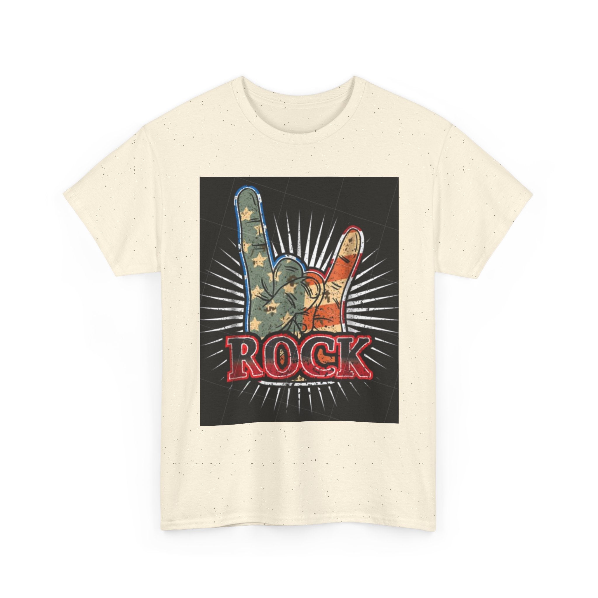 Rock Hand Graphic Tee — Vintage American Flag Rock'n'Roll T-Shirt
