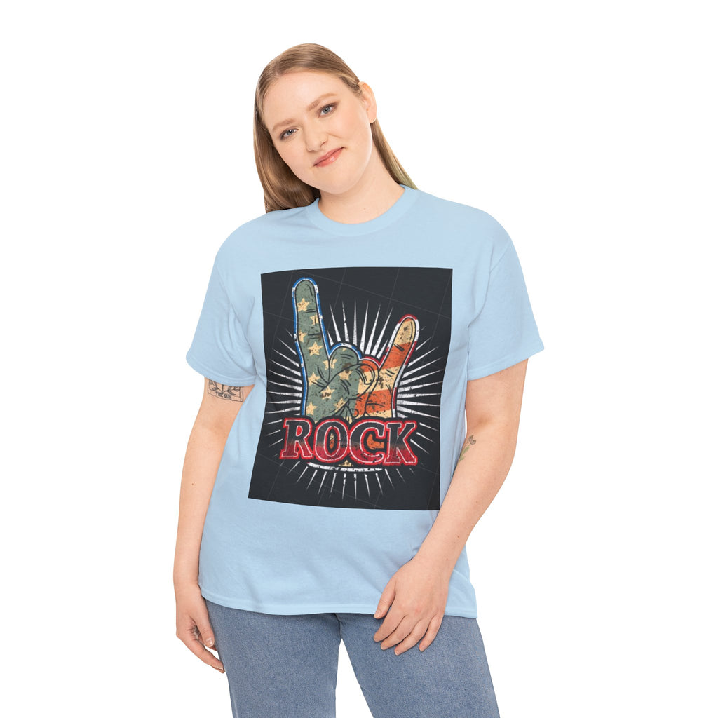 Rock Hand Graphic Tee — Vintage American Flag Rock'n'Roll T-Shirt