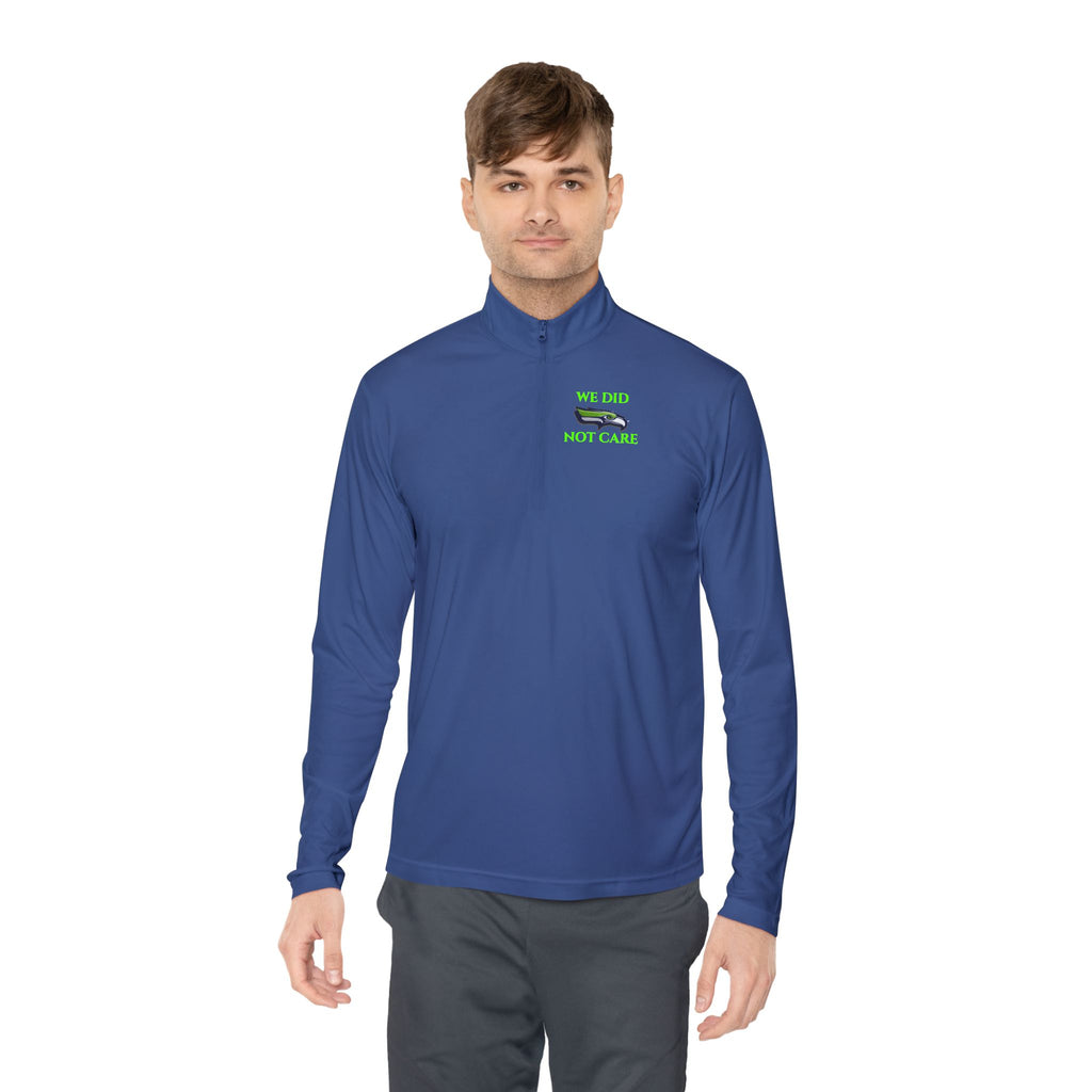 Quarter-Zip Pullover — 'We're Lovin' Life' Green Camper Graphic