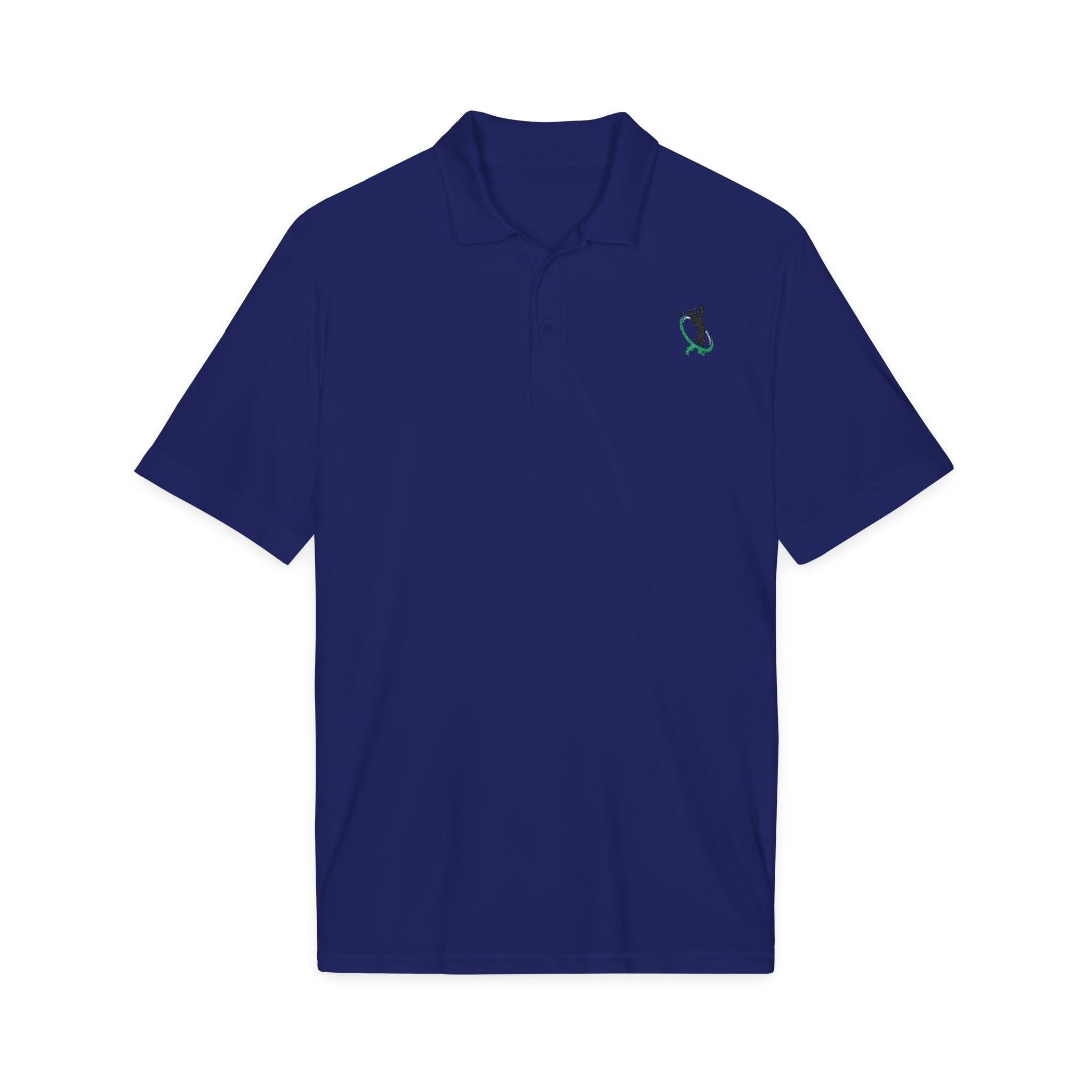 Embroidered Golf Polo Shirt — Small Golfer Logo Performance Polo