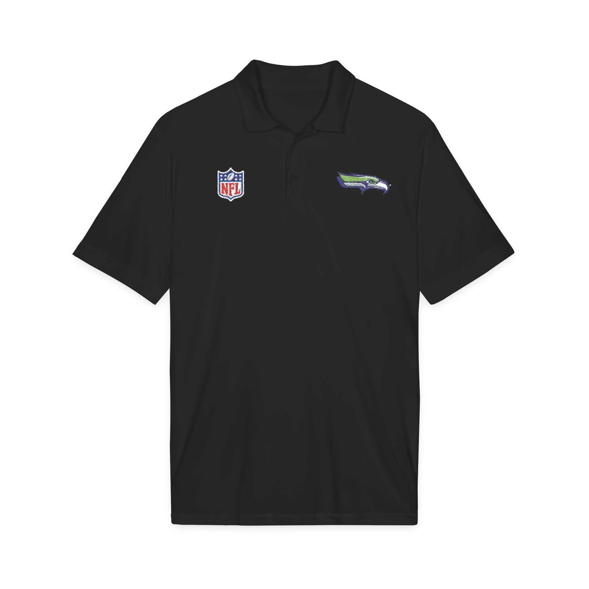 Seahawks Embroidered Polo Shirt — NFL Logo Performance Golf Polo