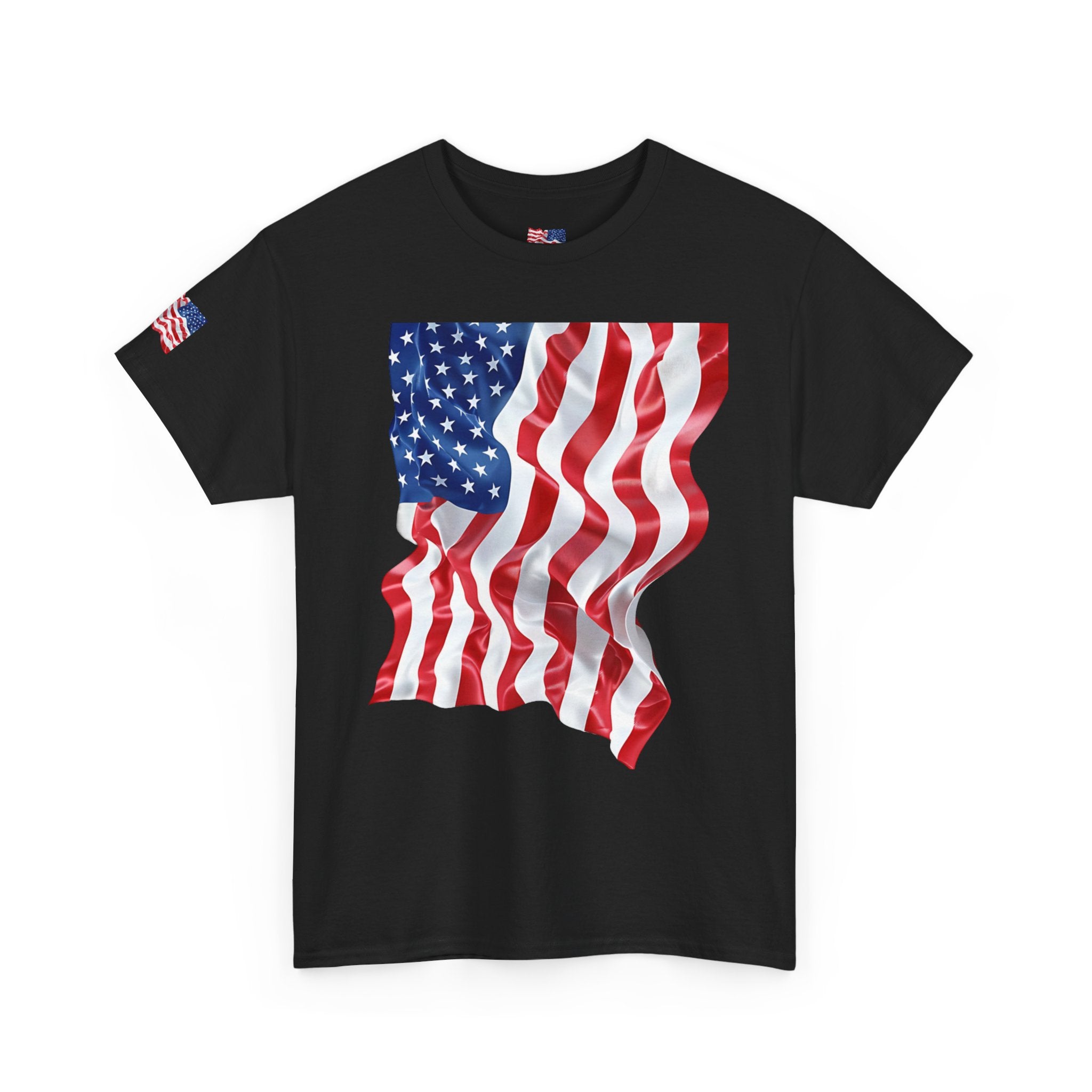 American Flag T-Shirt — Waving USA Graphic Tee (Fourth of July, Memorial Day)