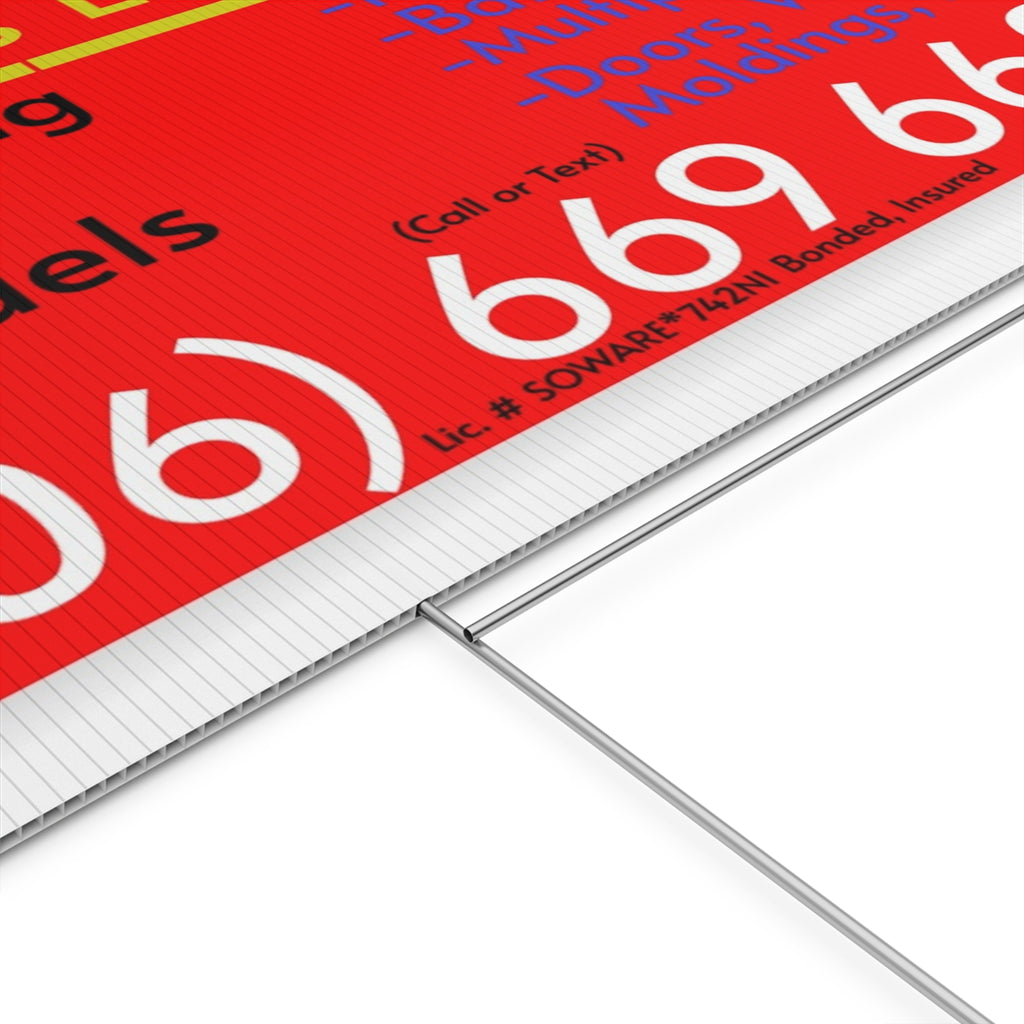 Plastic Yard Sign — Custom Business Real Estate Remodel Lawn Sign with Phone Number
