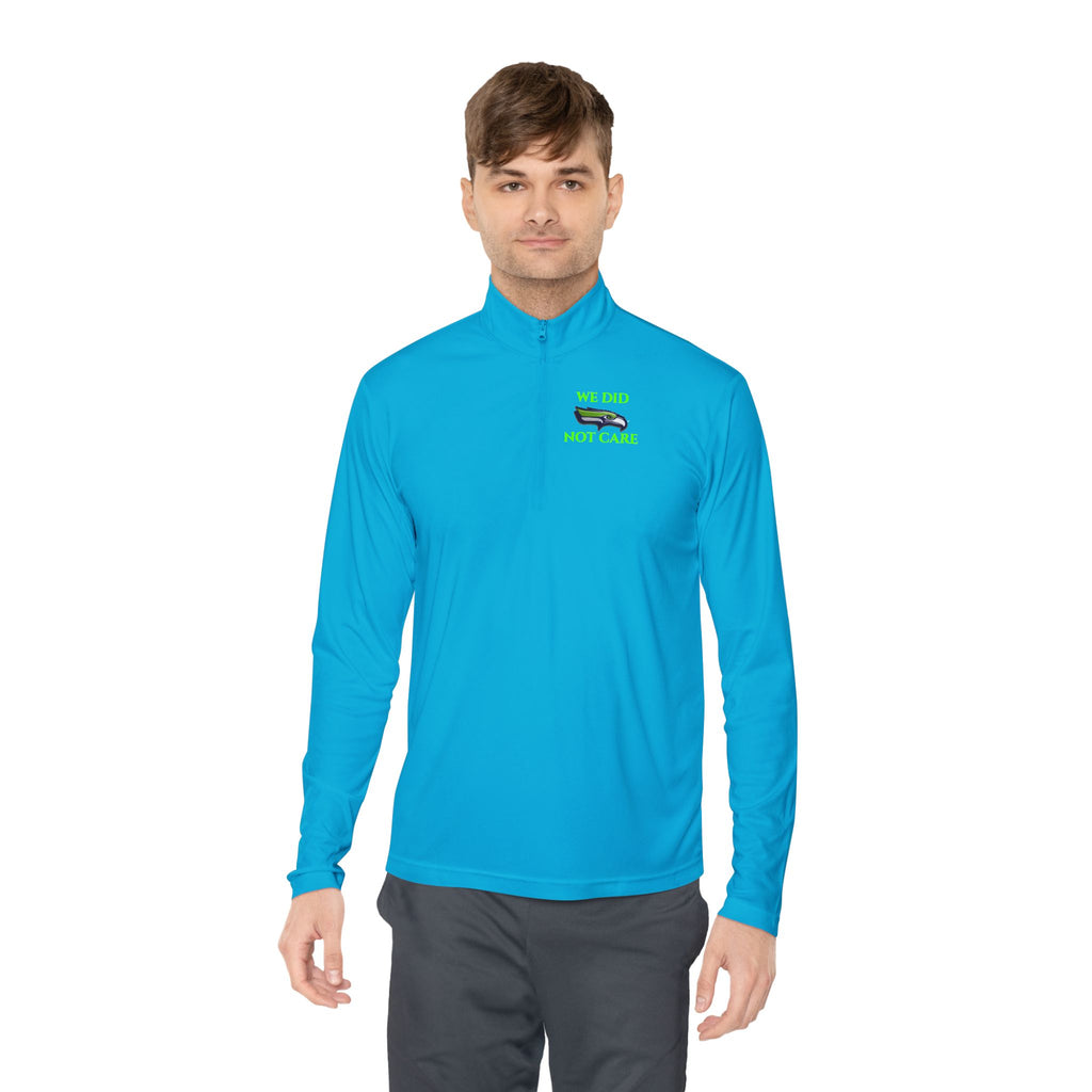 Quarter-Zip Pullover — 'We're Lovin' Life' Green Camper Graphic