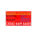 Red & Yellow Remodeling Business Cards — Sowards Enterprises (206-669-6605)