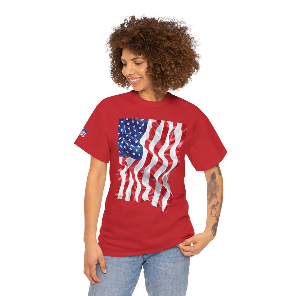 American Flag T-Shirt — Waving USA Graphic Tee (Fourth of July, Memorial Day)