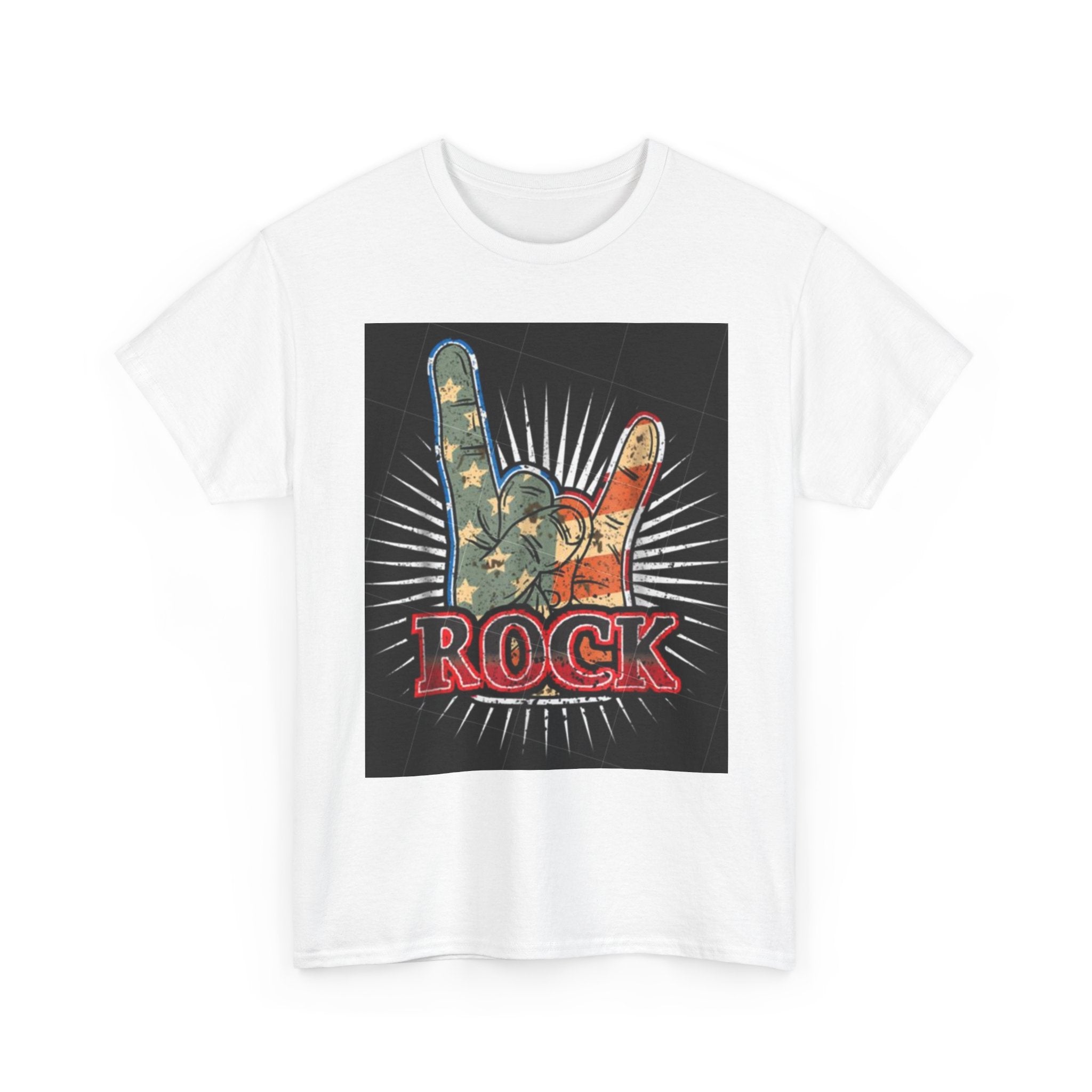 Rock Hand Graphic Tee — Vintage American Flag Rock'n'Roll T-Shirt