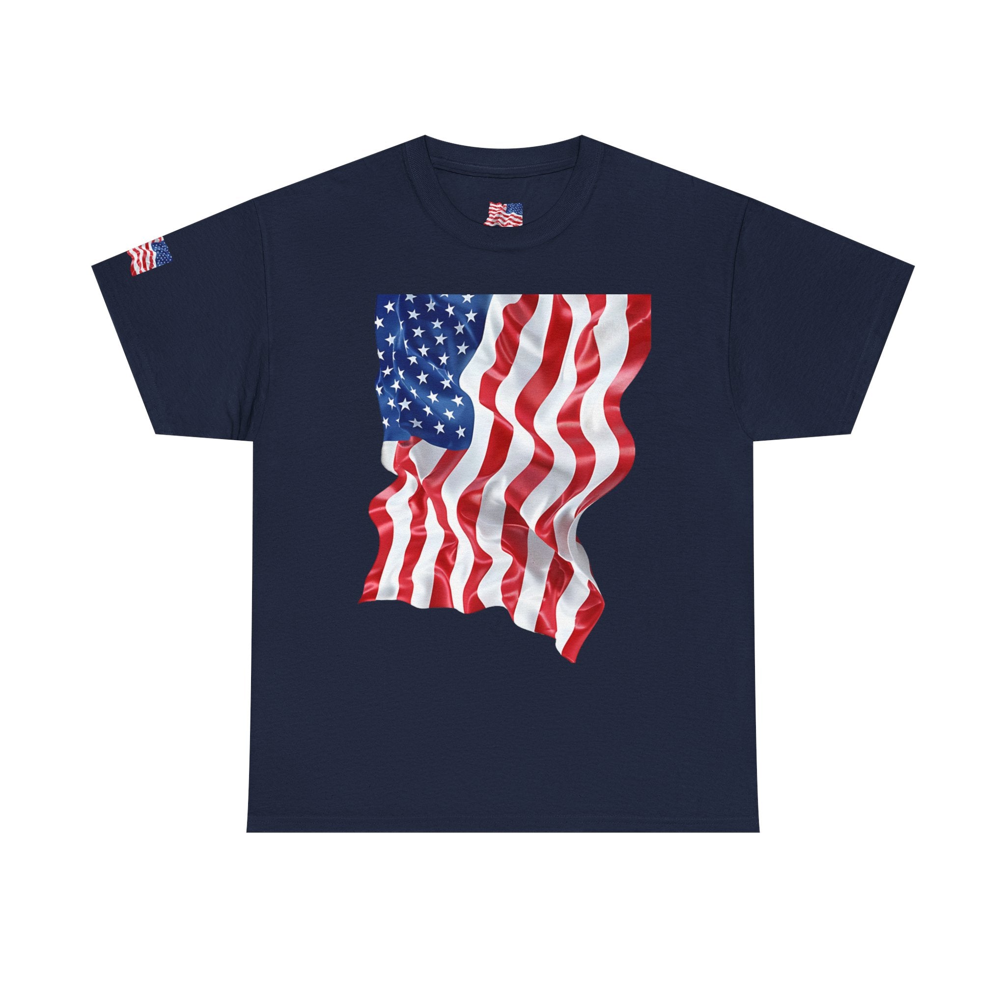 American Flag T-Shirt — Waving USA Graphic Tee (Fourth of July, Memorial Day)