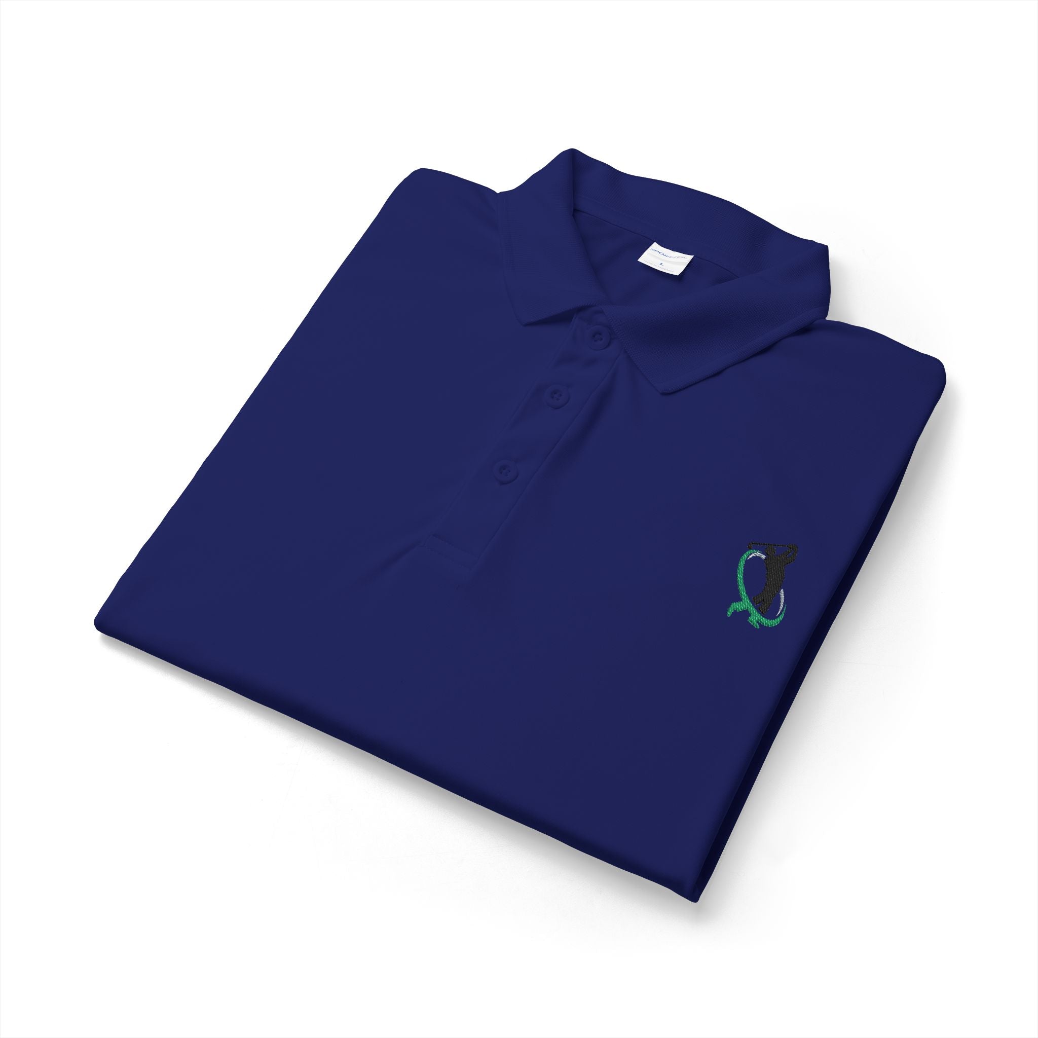 Embroidered Golf Polo Shirt — Small Golfer Logo Performance Polo