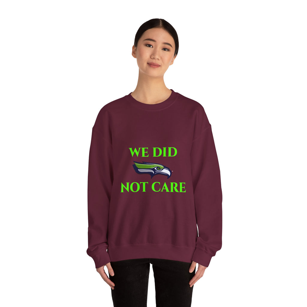 Crewneck Sweatshirt — "We Don't Care" Seahawks-Inspired Graphic